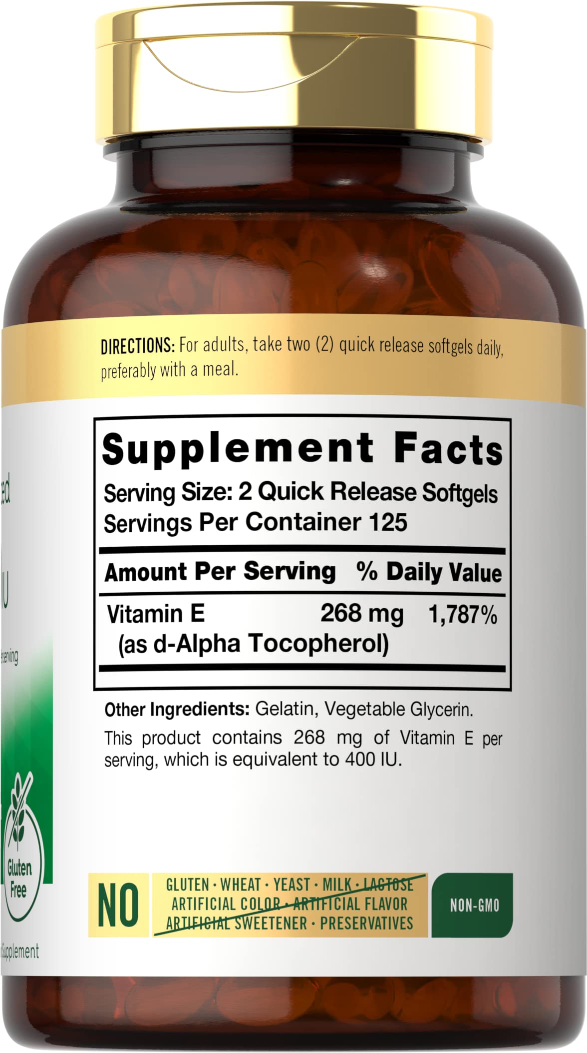 Foto 3 pulgar | Suplemento Carlyle De Vitamina E 400 Ui Cápsulas Blandas 250 Unidades - Venta Internacional