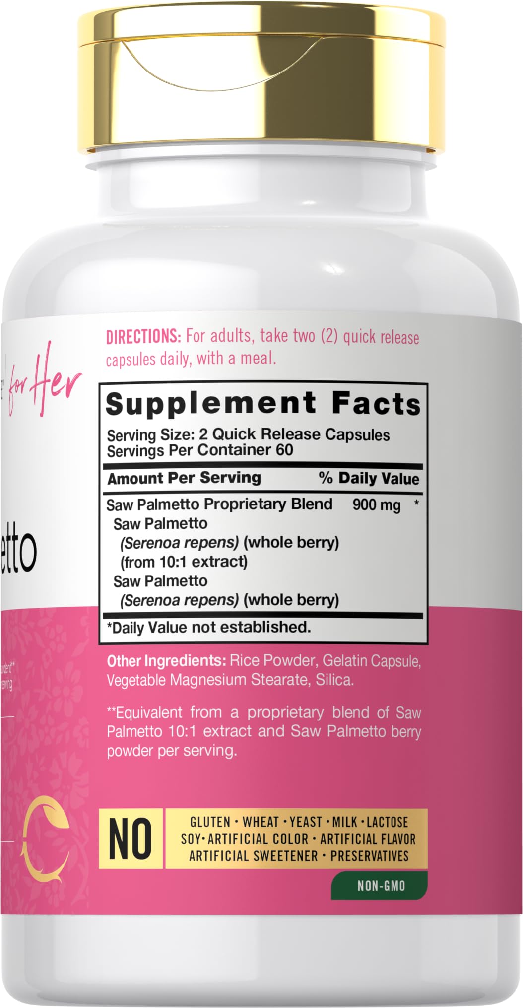 Foto 3 pulgar | Suplemento Carlyle Saw Palmetto 900 mg 120 Cápsulas para Mujeres - Venta Internacional