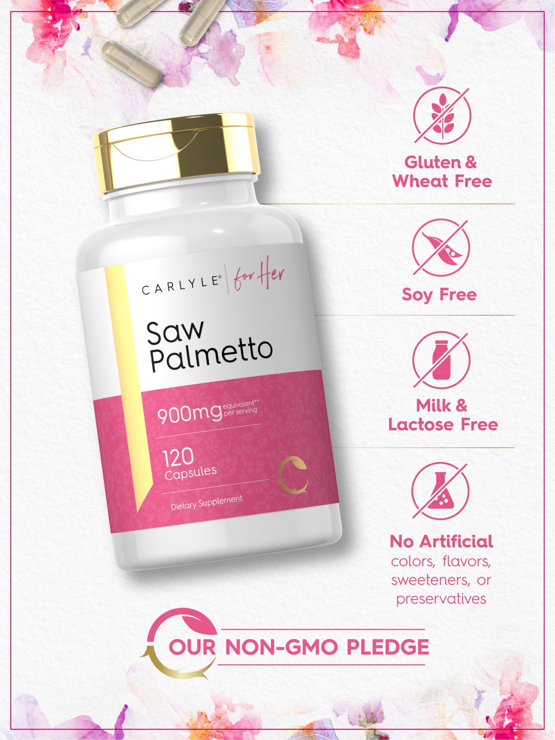 Foto 6 pulgar | Suplemento Carlyle Saw Palmetto 900 mg 120 Cápsulas para Mujeres - Venta Internacional