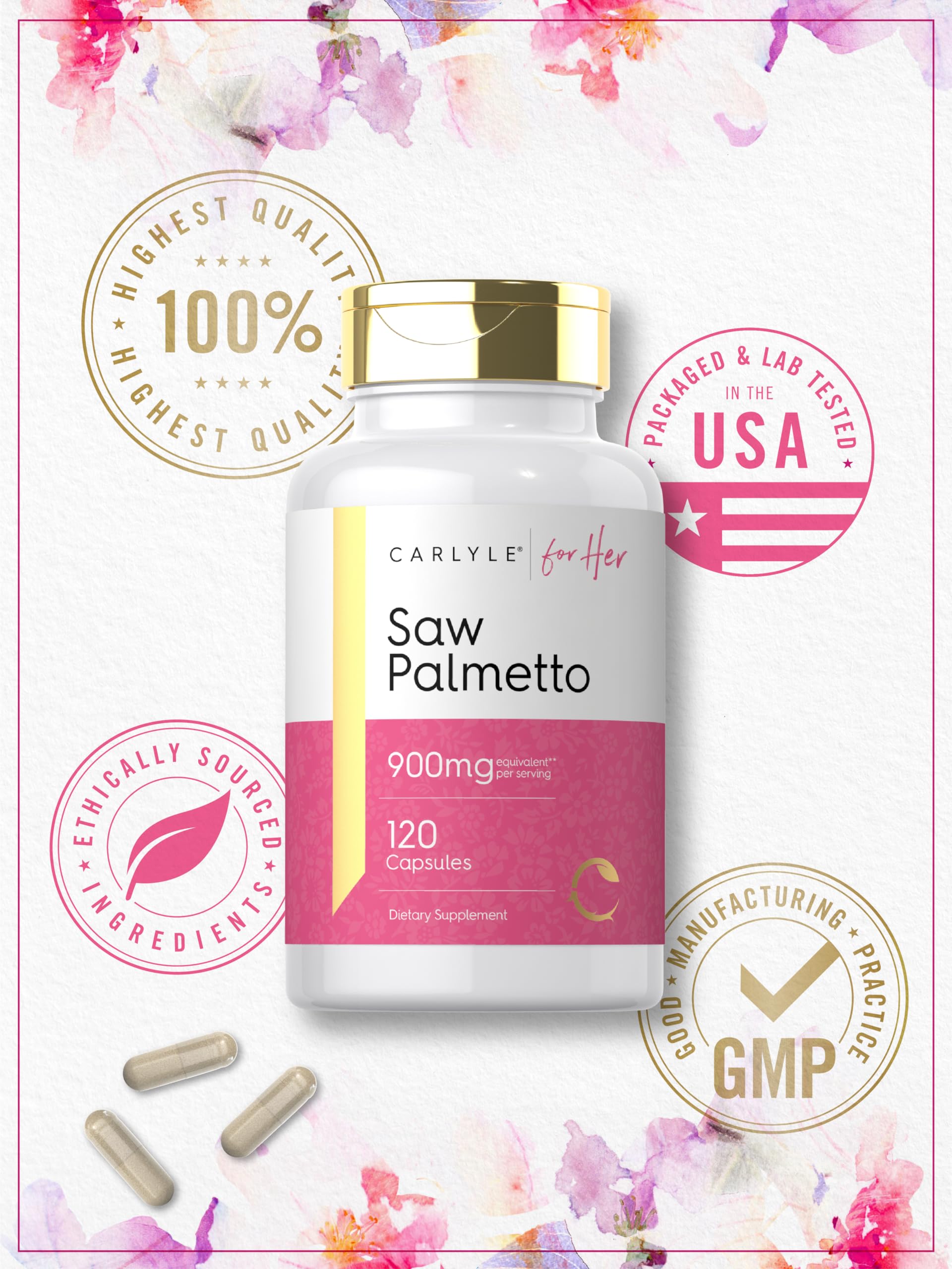 Foto 7 pulgar | Suplemento Carlyle Saw Palmetto 900 mg 120 Cápsulas para Mujeres - Venta Internacional