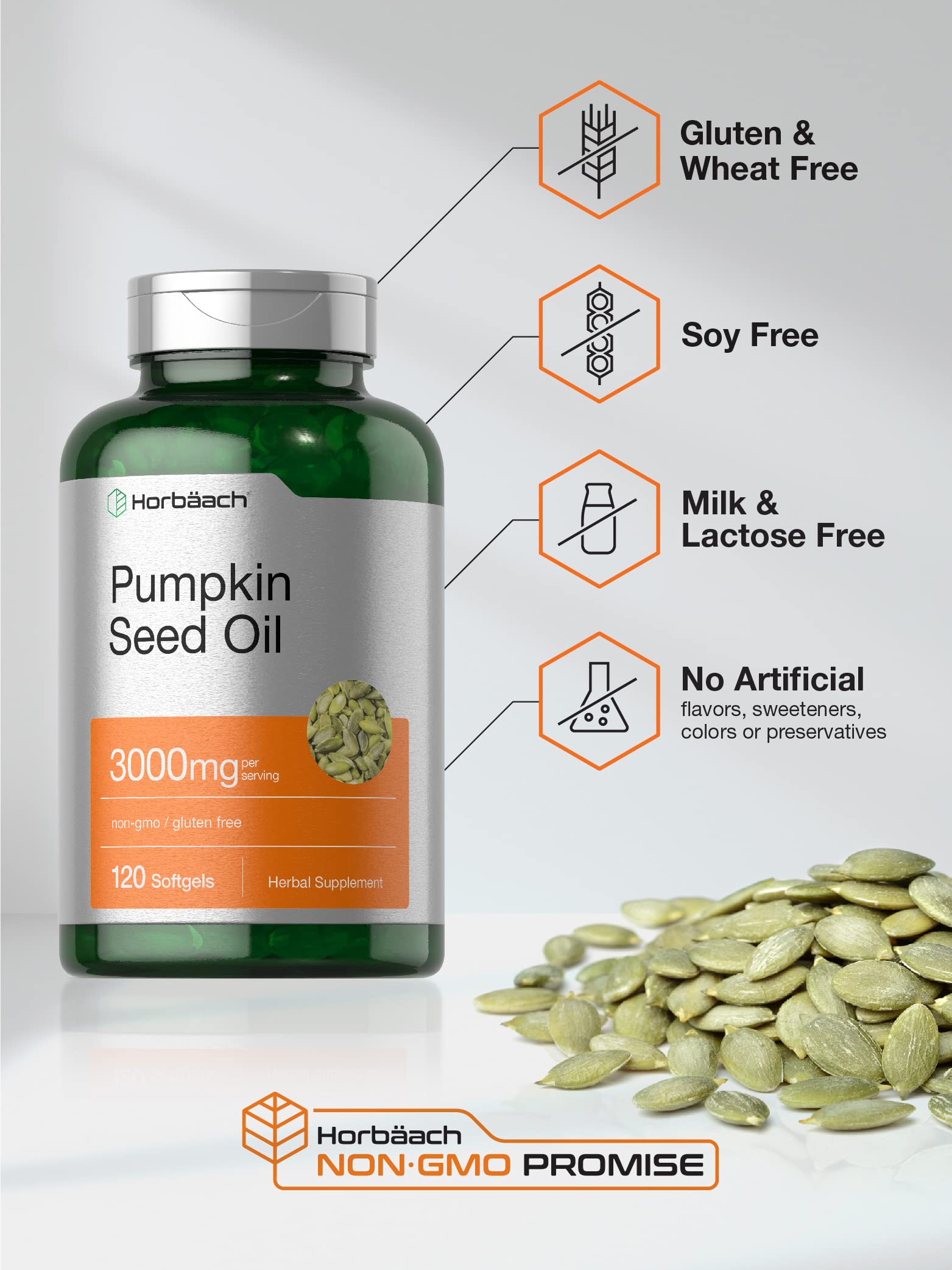 Foto 5 pulgar | Suplemento De Aceite De Semillas De Calabaza Horbäach 3000 Mg 120 Cápsulas Blandas - Venta Internacional