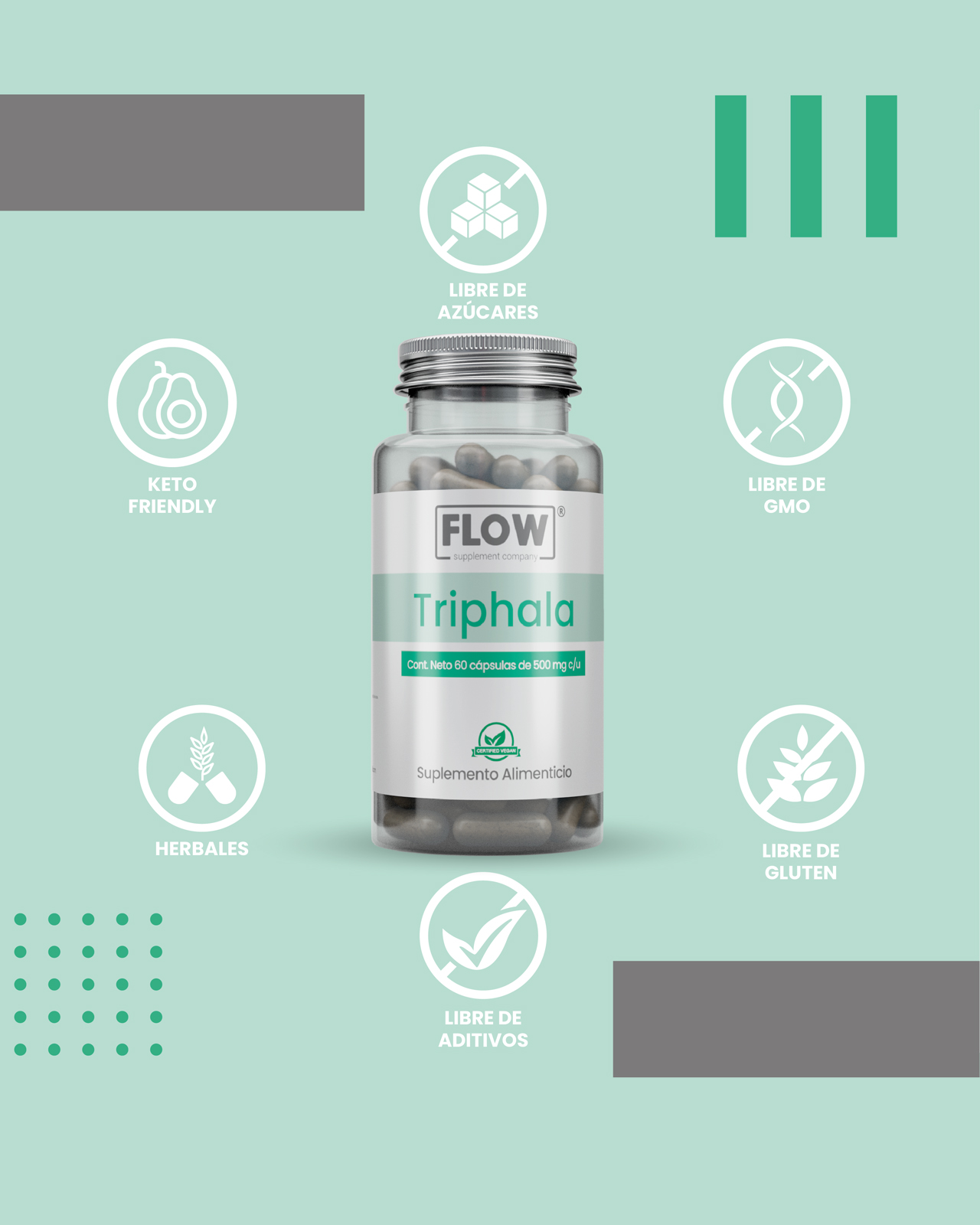 Foto 6 pulgar | Minerales Y Suplementos Flow Supplements 3 Pack - 270 Cápsulas De Triphala