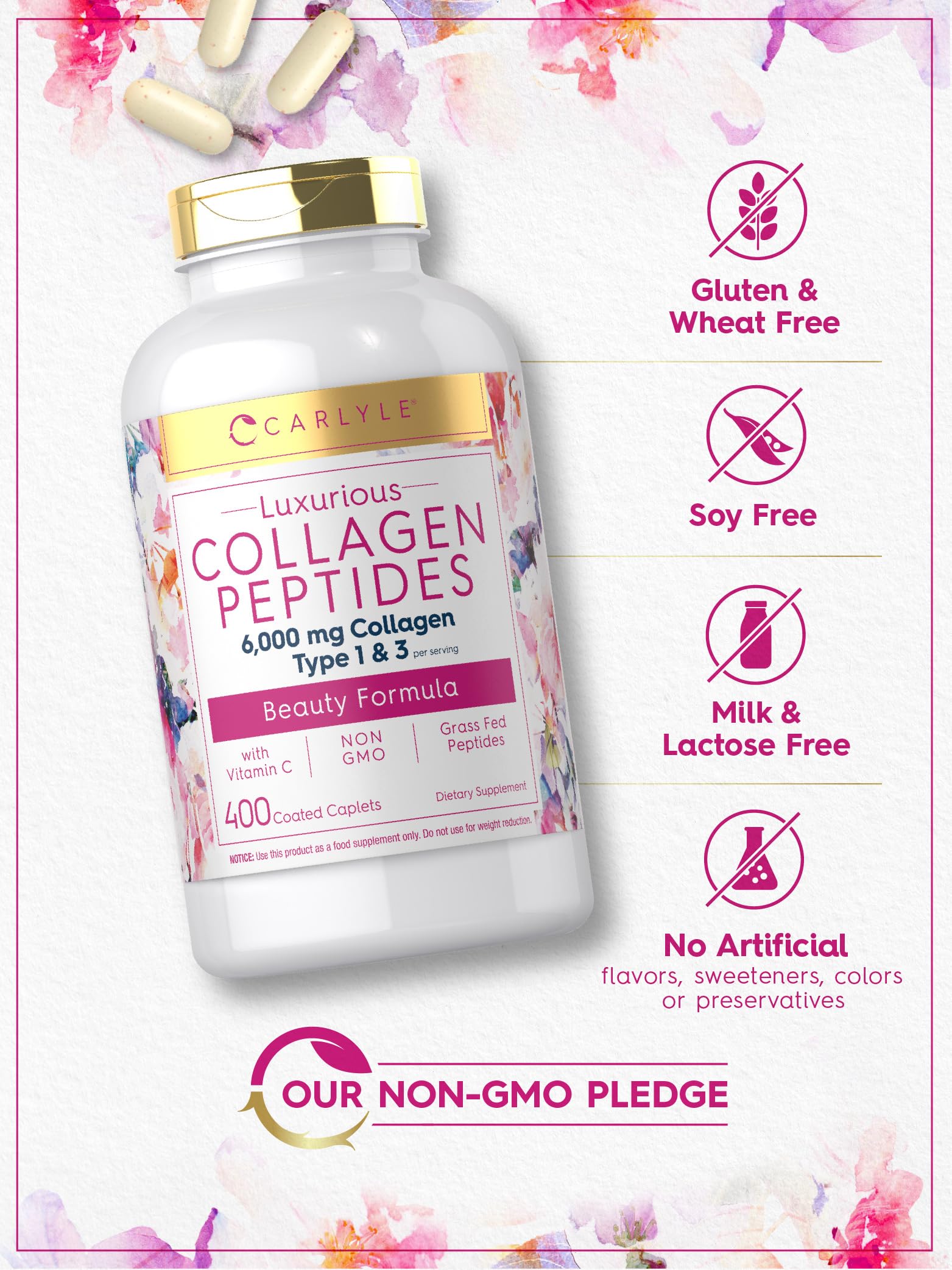 Foto 5 pulgar | Suplemento de Péptidos de Colágeno Carlyle 6000 mg con Vitamina C 400 Cápsulas - Venta Internacional