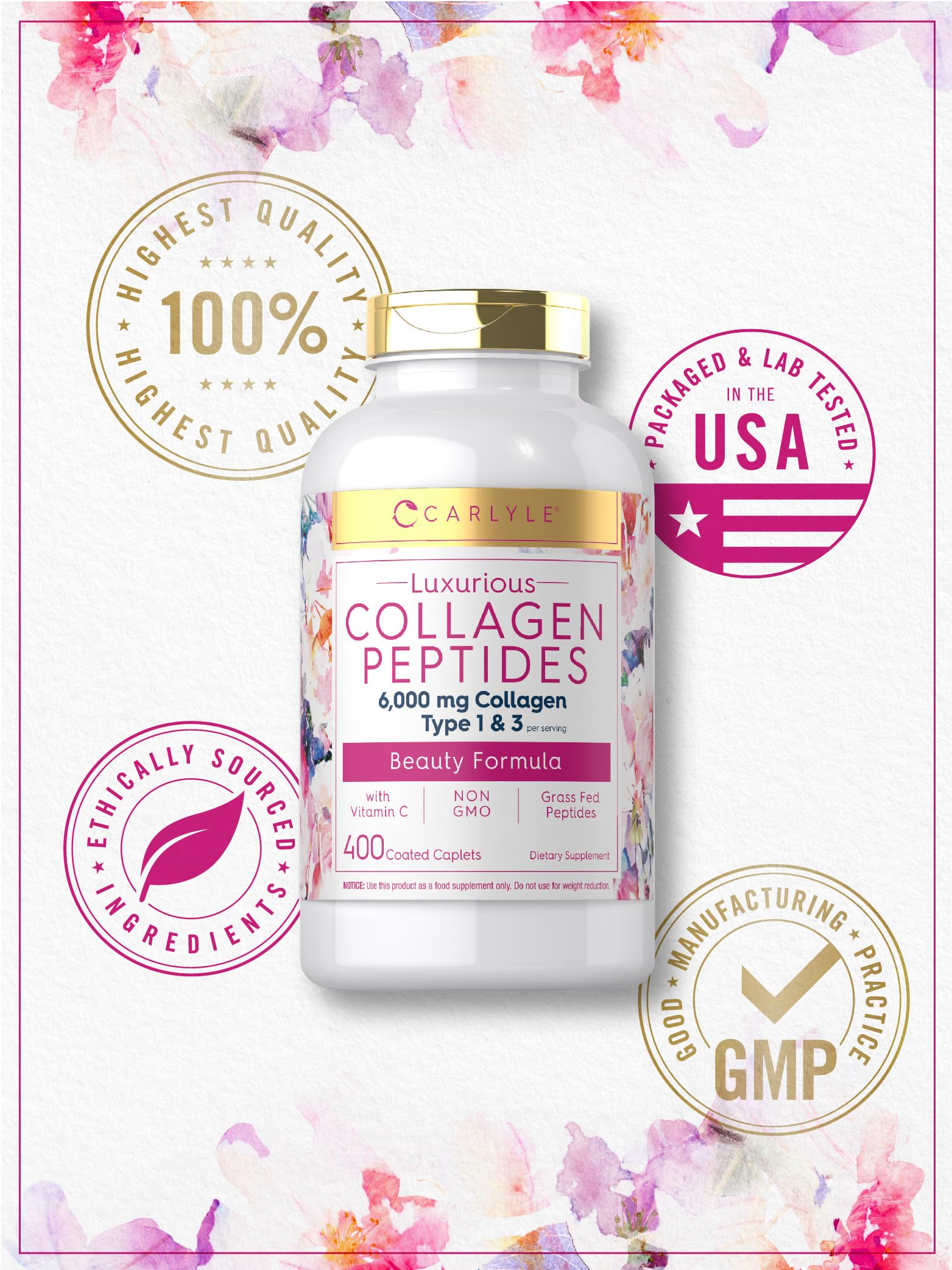 Foto 6 pulgar | Suplemento de Péptidos de Colágeno Carlyle 6000 mg con Vitamina C 400 Cápsulas - Venta Internacional