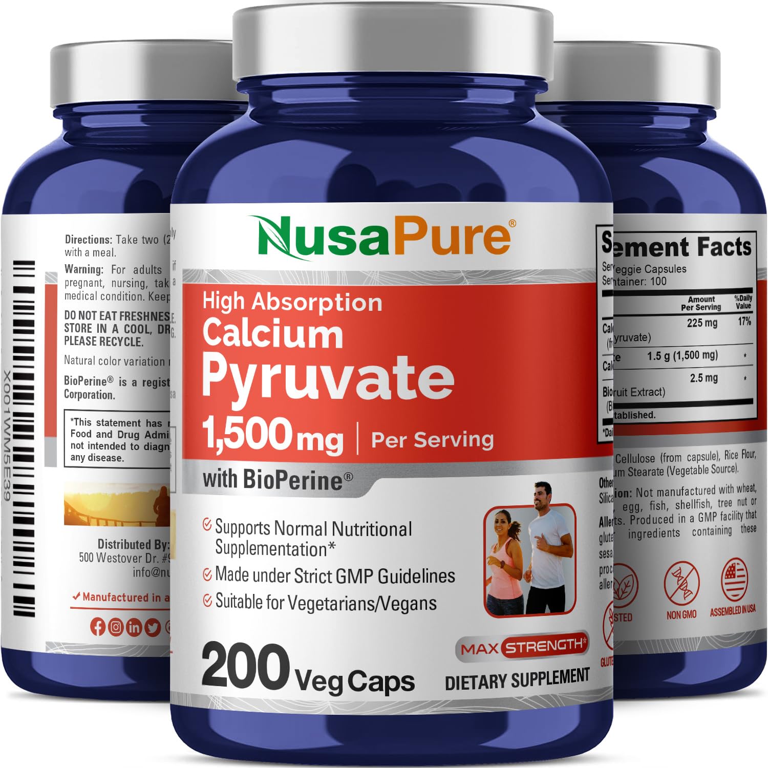 Foto 4 | Suplemento Nusapure Piruvato de Calcio 200 Cápsulas Vegetarianas - Venta Internacional