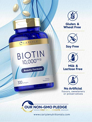 Foto 4 pulgar | Suplemento Carlyle Biotina 10000 mcg 300 Cápsulas Blandas de Máxima Concentración - Venta Internacional