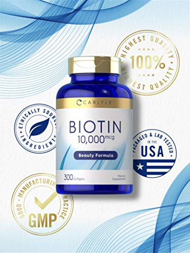 Foto 5 pulgar | Suplemento Carlyle Biotina 10000 mcg 300 Cápsulas Blandas de Máxima Concentración - Venta Internacional