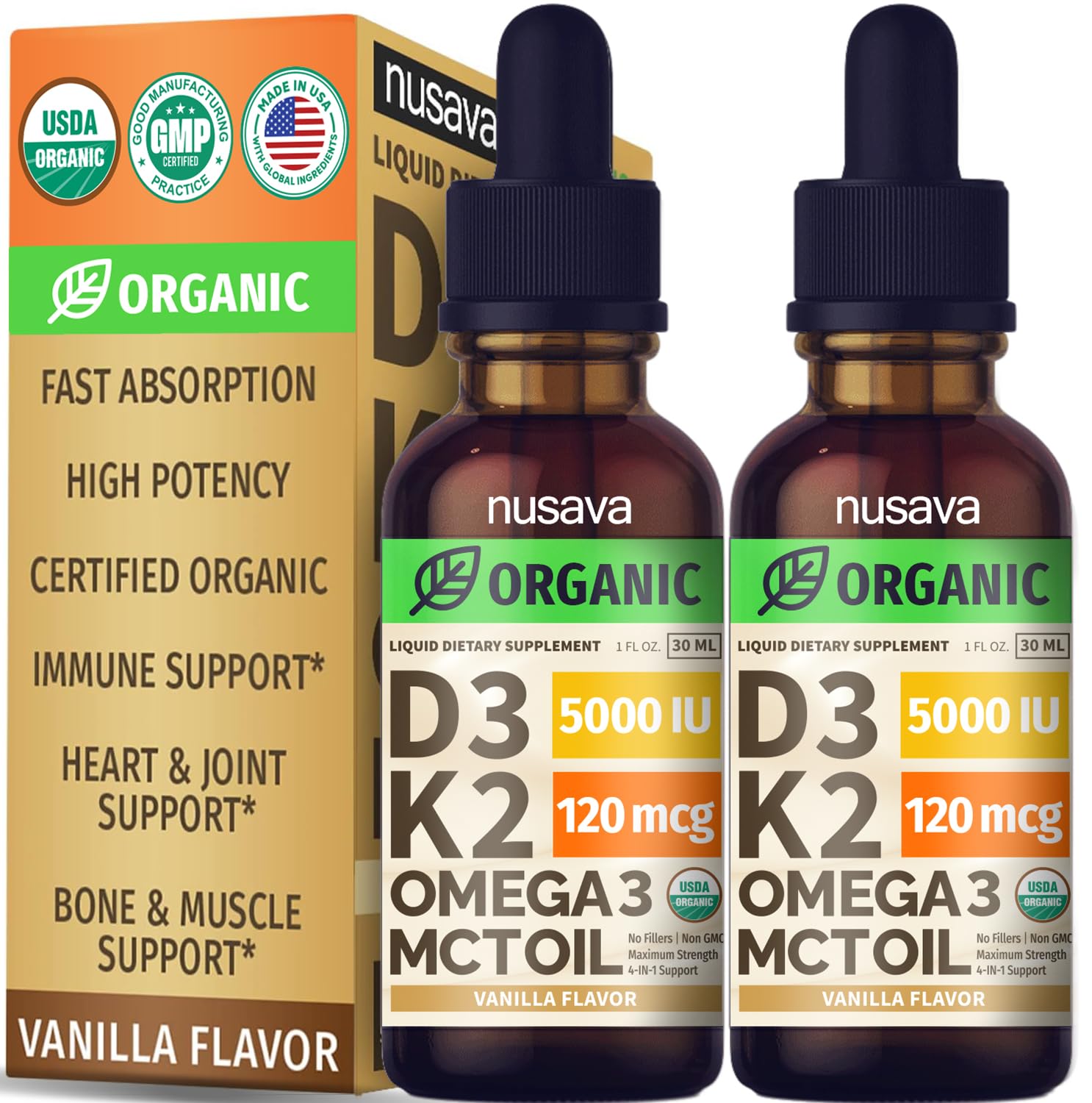 Foto 2 pulgar | Gotas de Vitamina D3 K2 con Aceite Mct Omega 3 5000 Ui 60 Ml - Venta Internacional