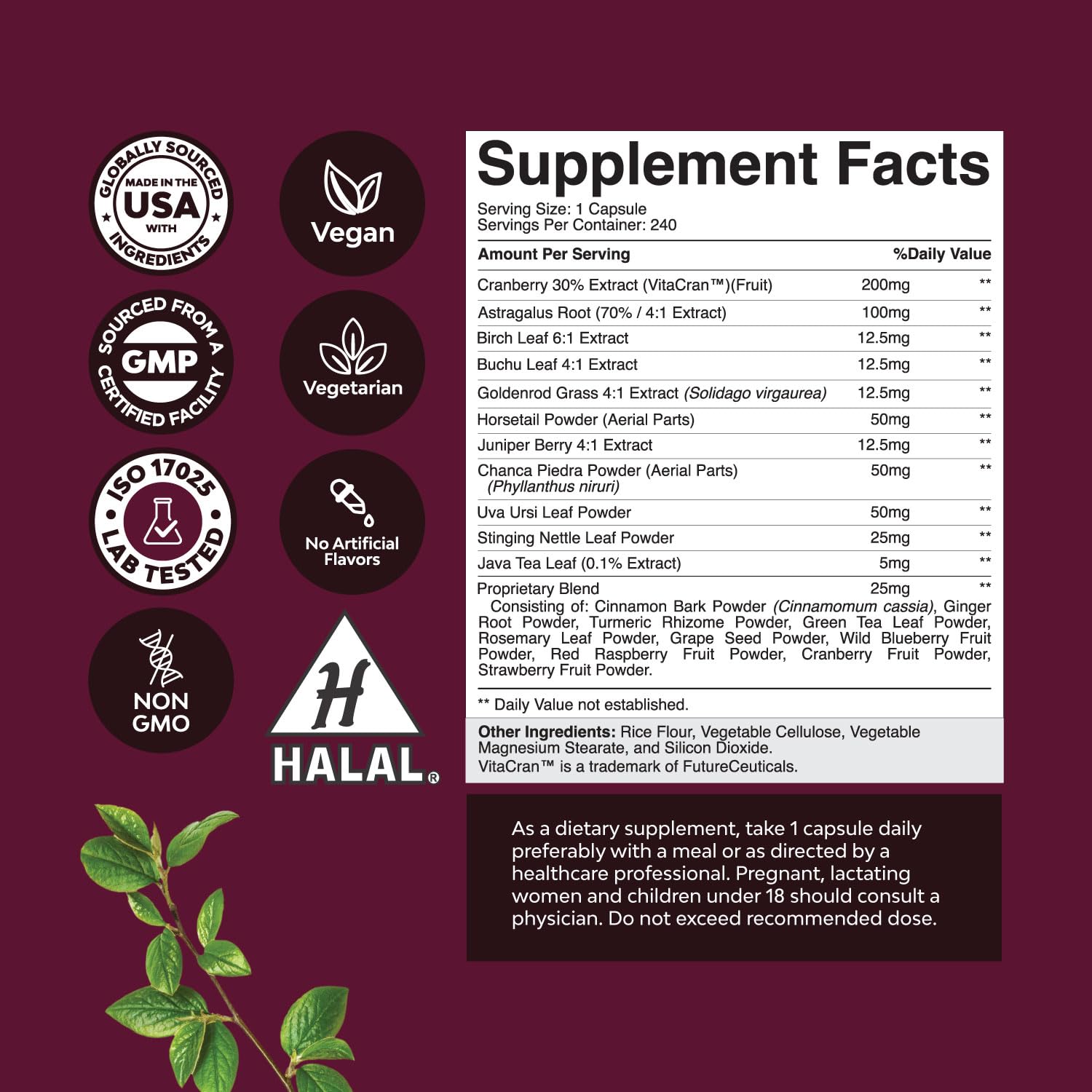 Foto 3 pulgar | Suplemento Natures Craft Kidney Support Cranberry 240 Cápsulas-Venta Internacional