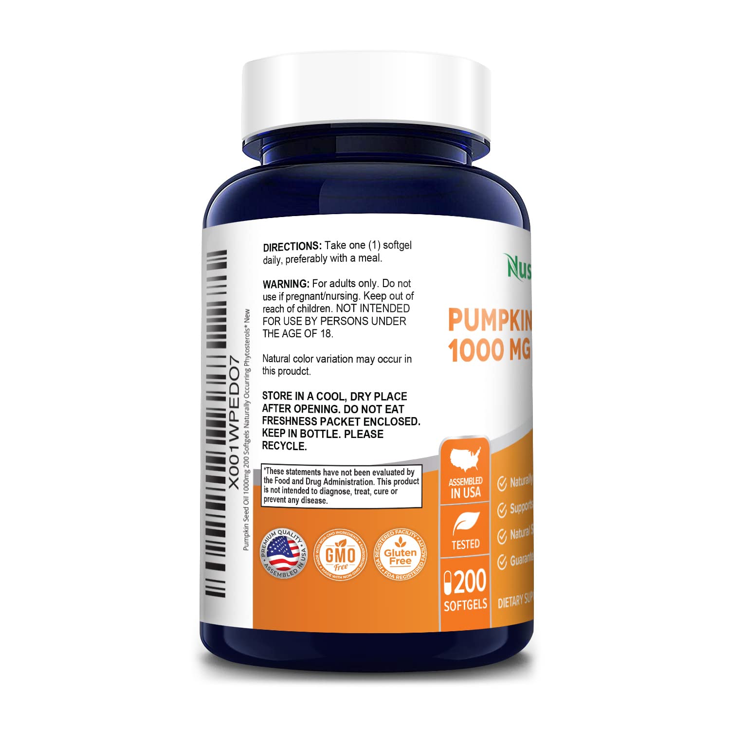 Foto 4 pulgar | Suplemento Nusapure  Aceite de Semillas de Calabaza 200 Cápsulas - Venta Internacional
