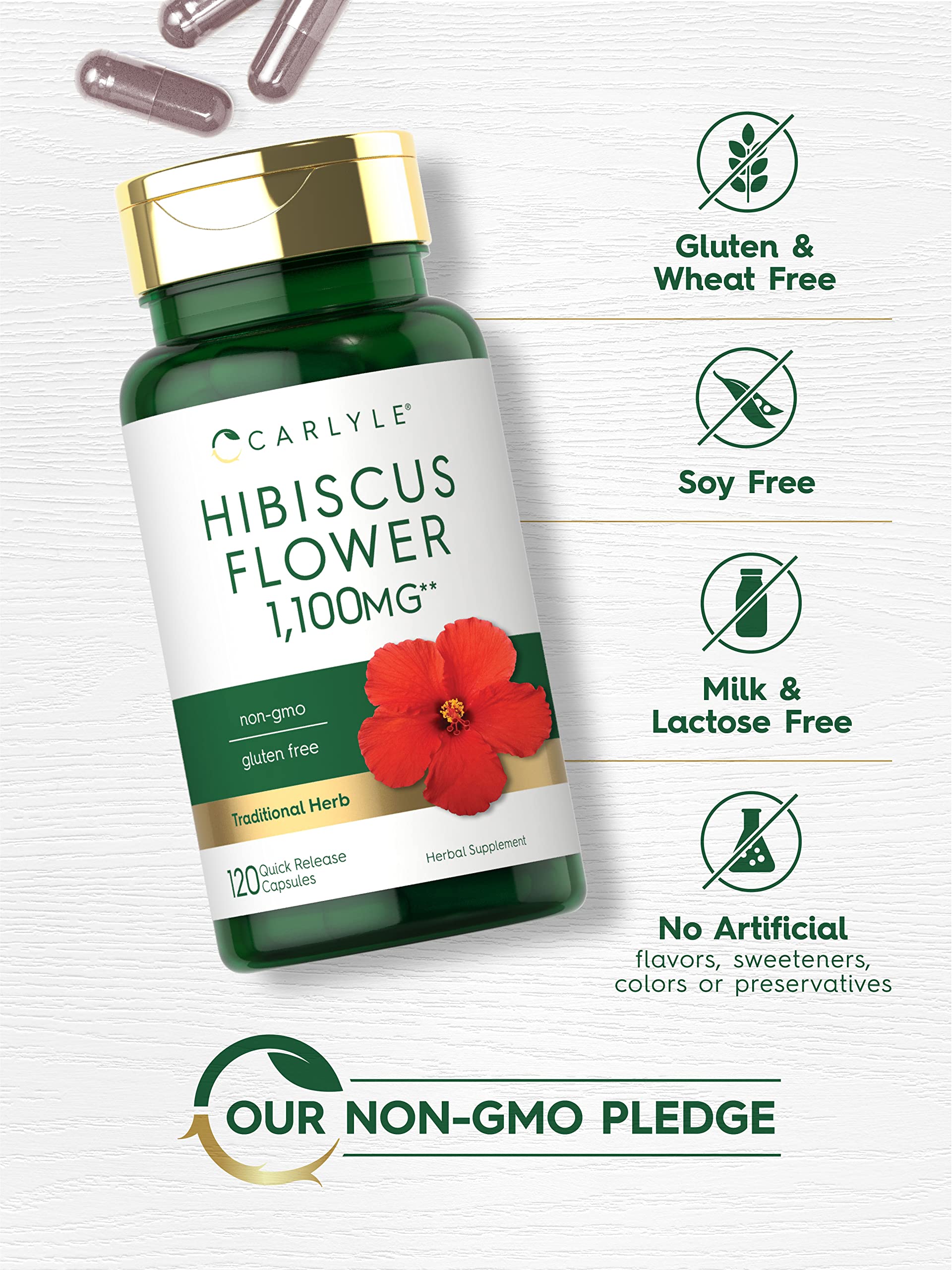 Foto 5 pulgar | Suplemento de Extracto de Flor de Hibisco Carlyle 1100 mg 120 Cápsulas - Venta Internacional