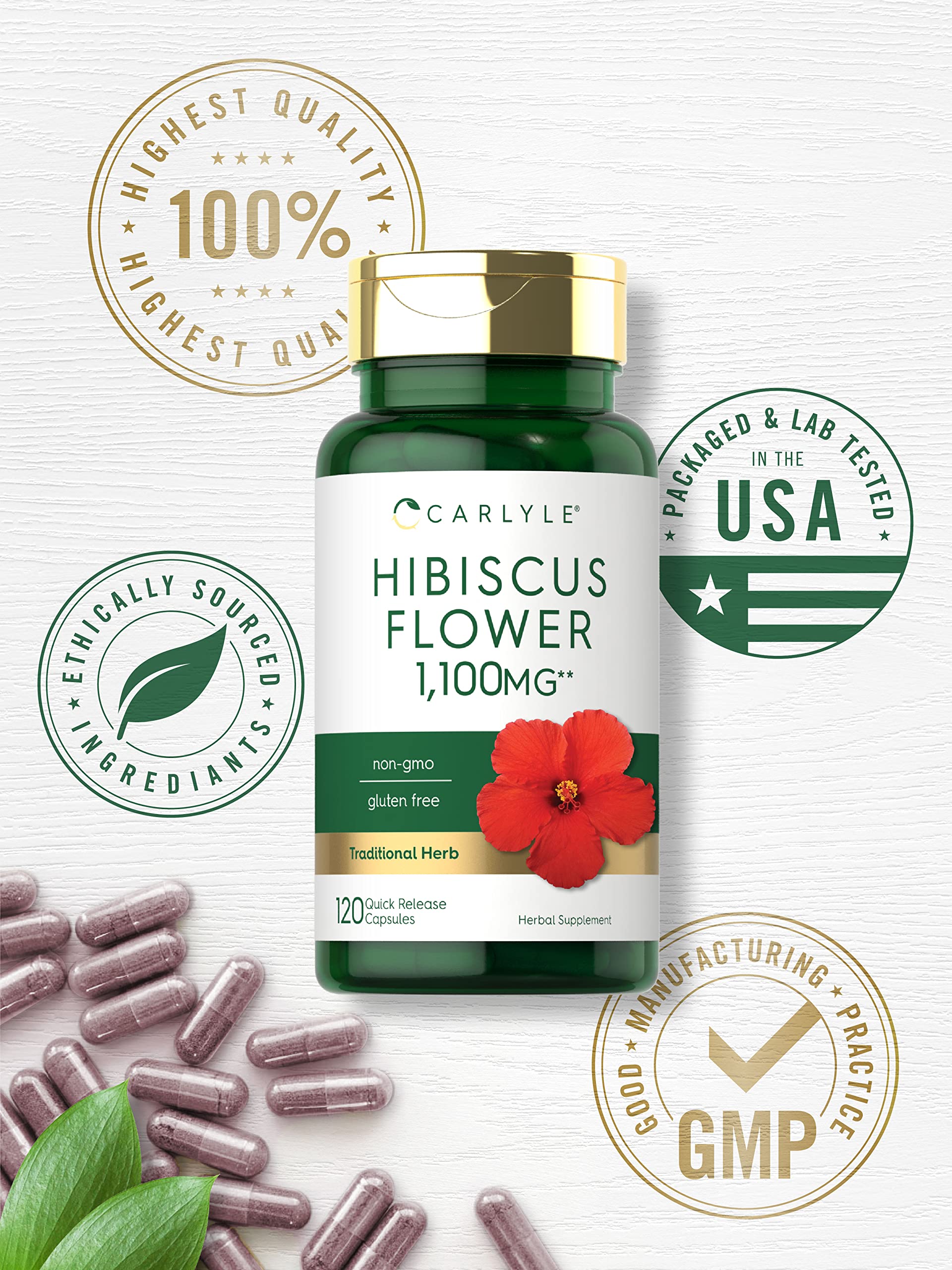 Foto 5 | Suplemento de Extracto de Flor de Hibisco Carlyle 1100 mg 120 Cápsulas - Venta Internacional