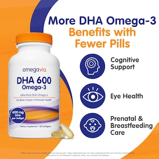 Foto 2 | Suplementos Omegavia Dha 600 mg Omega 3 Ultrapuro 120 Cápsulas - Venta Internacional