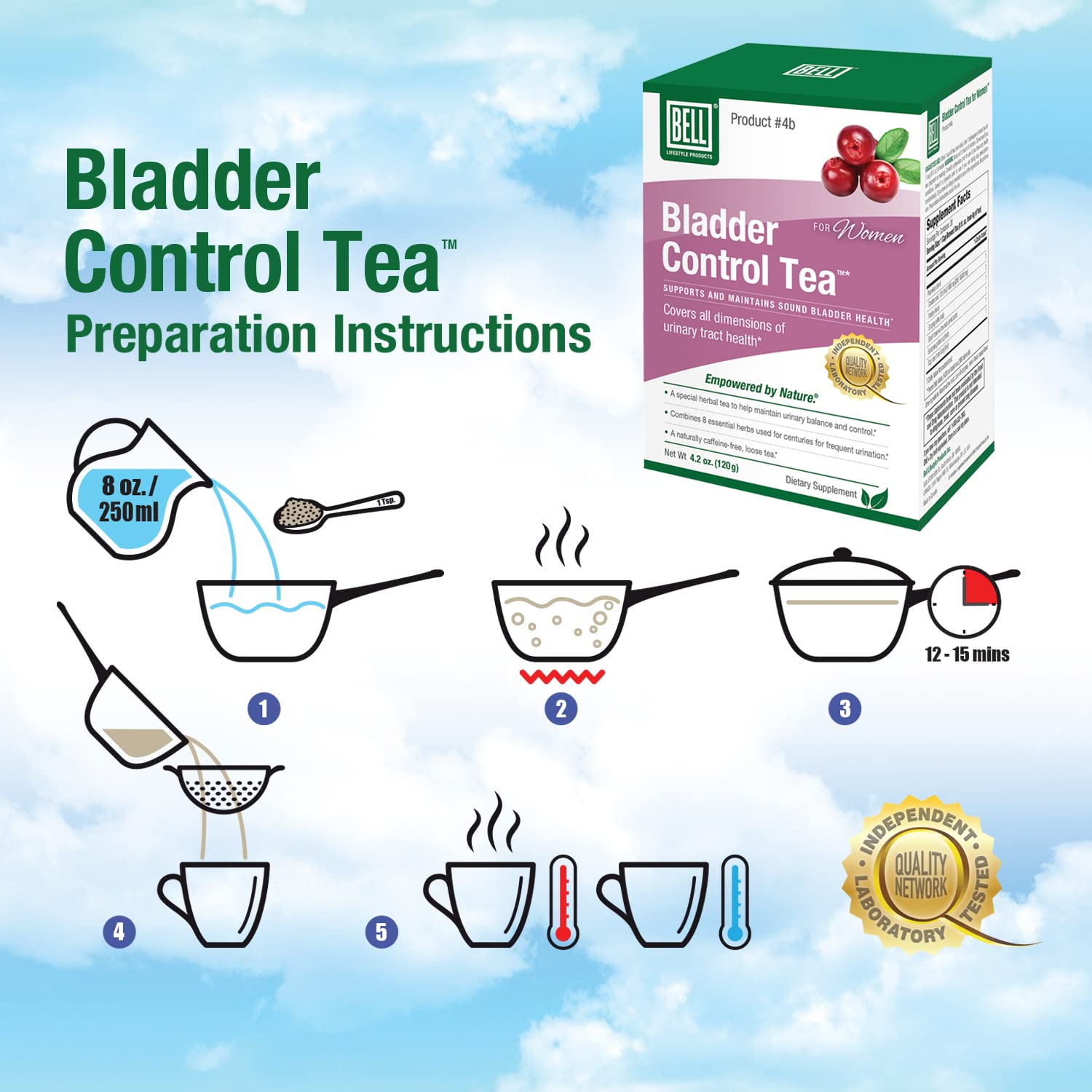 Foto 8 pulgar | Té Bell Control de la Vejiga para Mujeres - Hojas Sueltas a Base de Hierbas - Venta Internacional