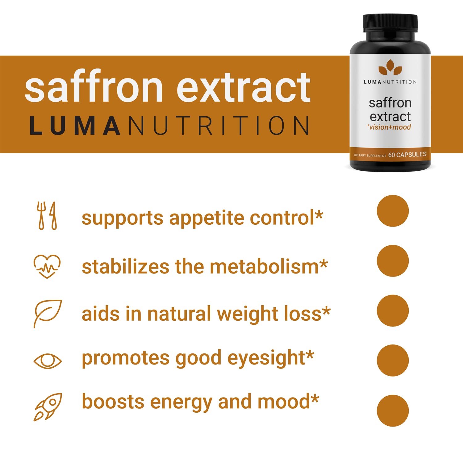 Foto 7 pulgar | Suplementos Luma Nutrition Extracto de Azafrán 88 50 mg 60 Cápsulas - Venta Internacional