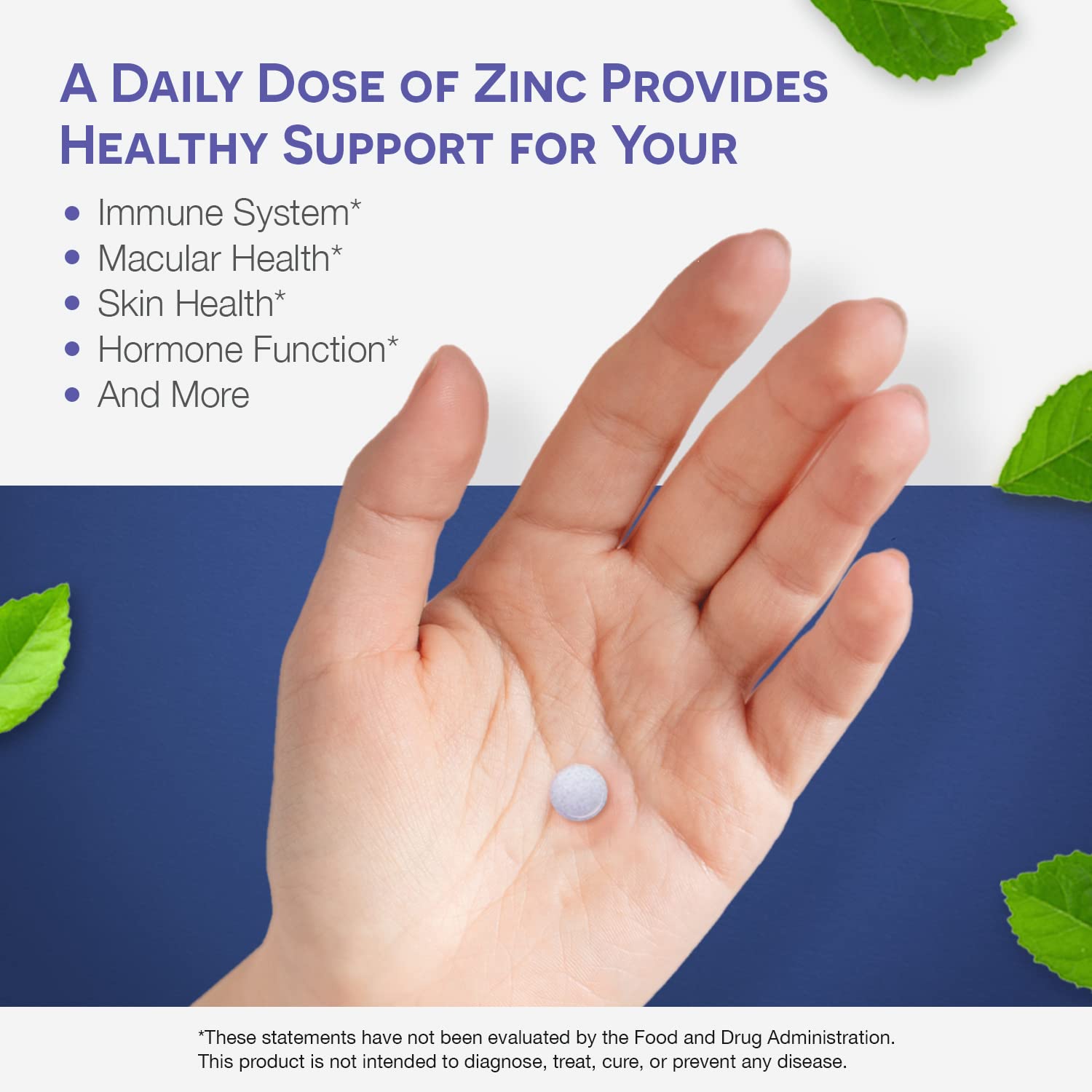 Foto 4 pulgar | Suplemento de Zinc Soluble Ez Melts de 30mg 60 Tabletas - Sin Azúcar