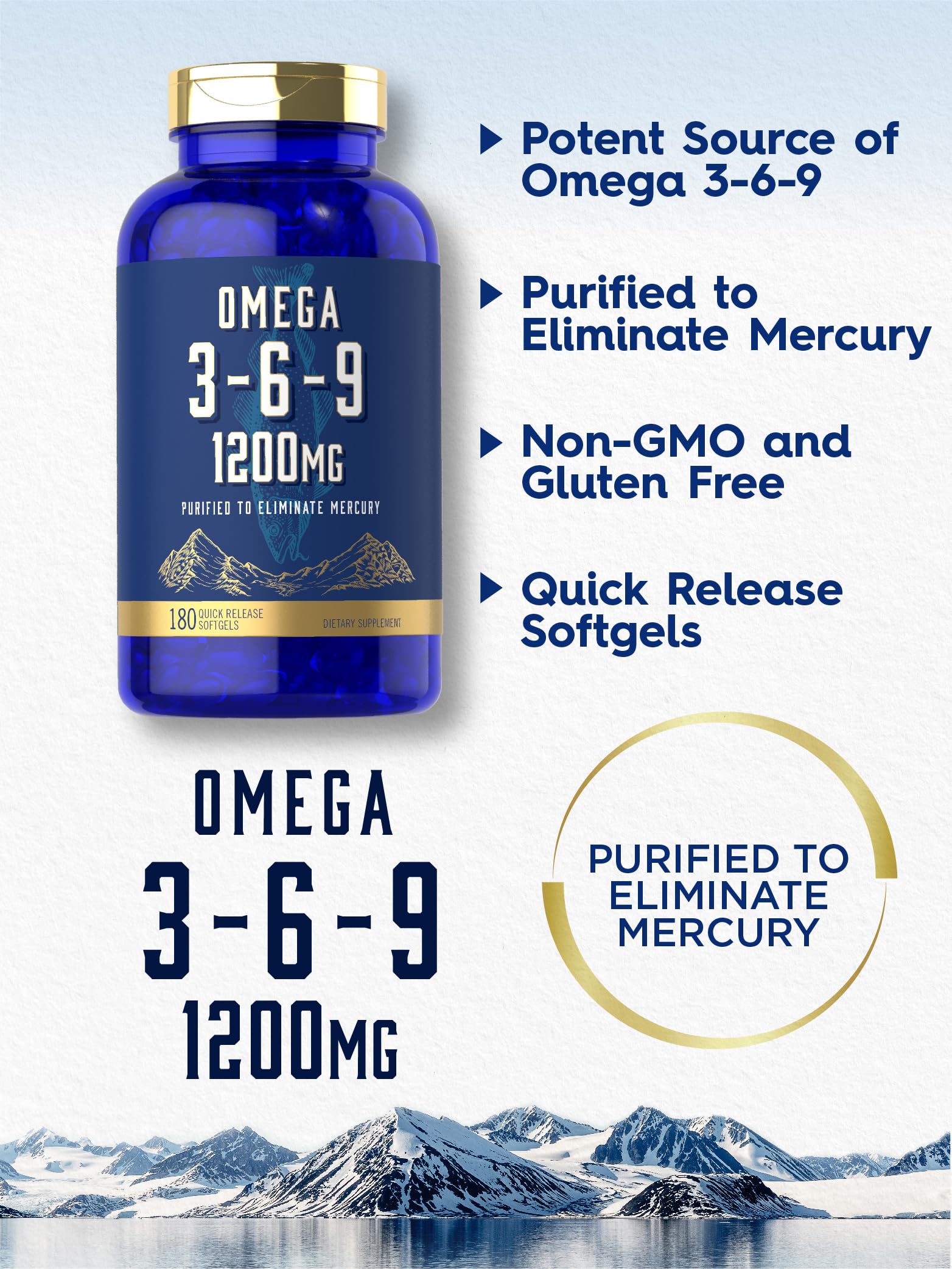 Foto 4 pulgar | Suplemento Carlyle Omega 3-6-9 1200 Mg 180 Cápsulas de Gelatina Blanda - Venta Internacional