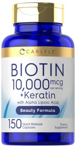 Foto 2 pulgar | Suplemento Carlyle Biotin De 10000 Mcg 150 Cápsulas Con Queratina - Venta Internacional