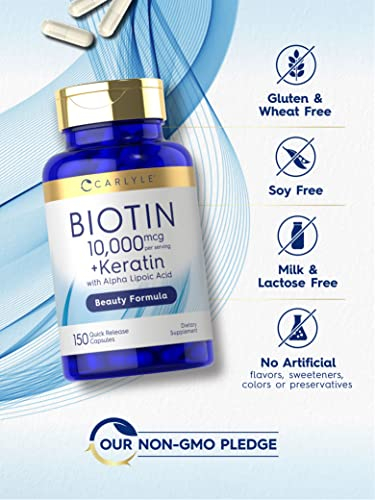 Foto 5 pulgar | Suplemento Carlyle Biotin De 10000 Mcg 150 Cápsulas Con Queratina - Venta Internacional
