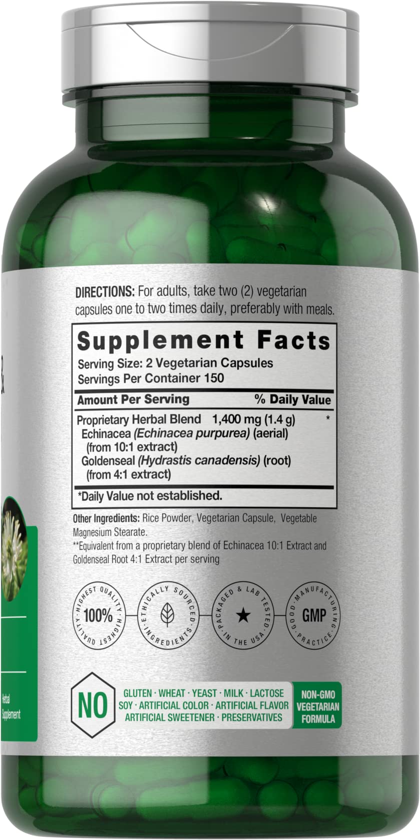 Foto 3 pulgar | Suplemento Horbäach Echinacea Goldenseal 1400 Mg 300 Cápsulas - Venta Internacional