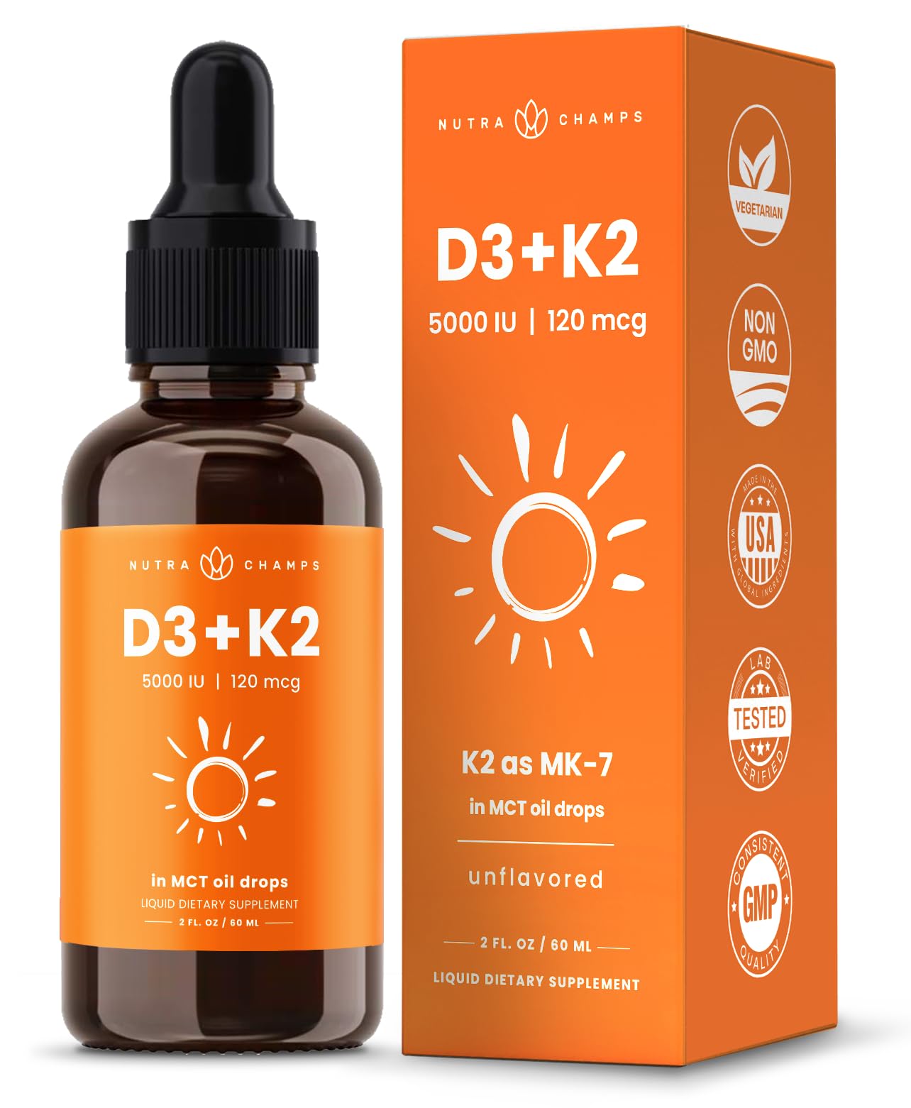 Foto 2 pulgar | Gotas Líquidas de Vitamina D3 y K2 Nutrachamps 5000 Ui - Venta Internacional