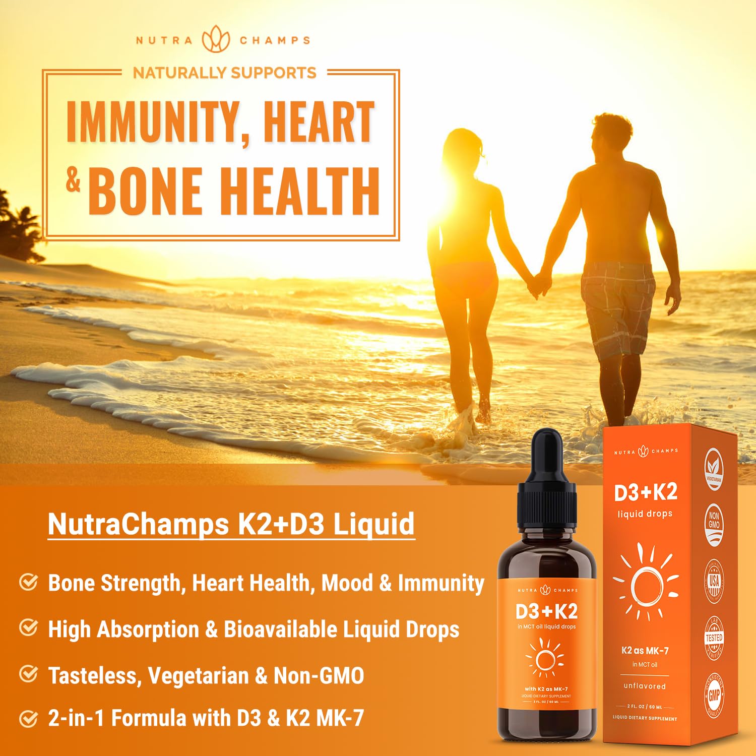 Foto 4 pulgar | Gotas Líquidas de Vitamina D3 y K2 Nutrachamps 5000 Ui - Venta Internacional