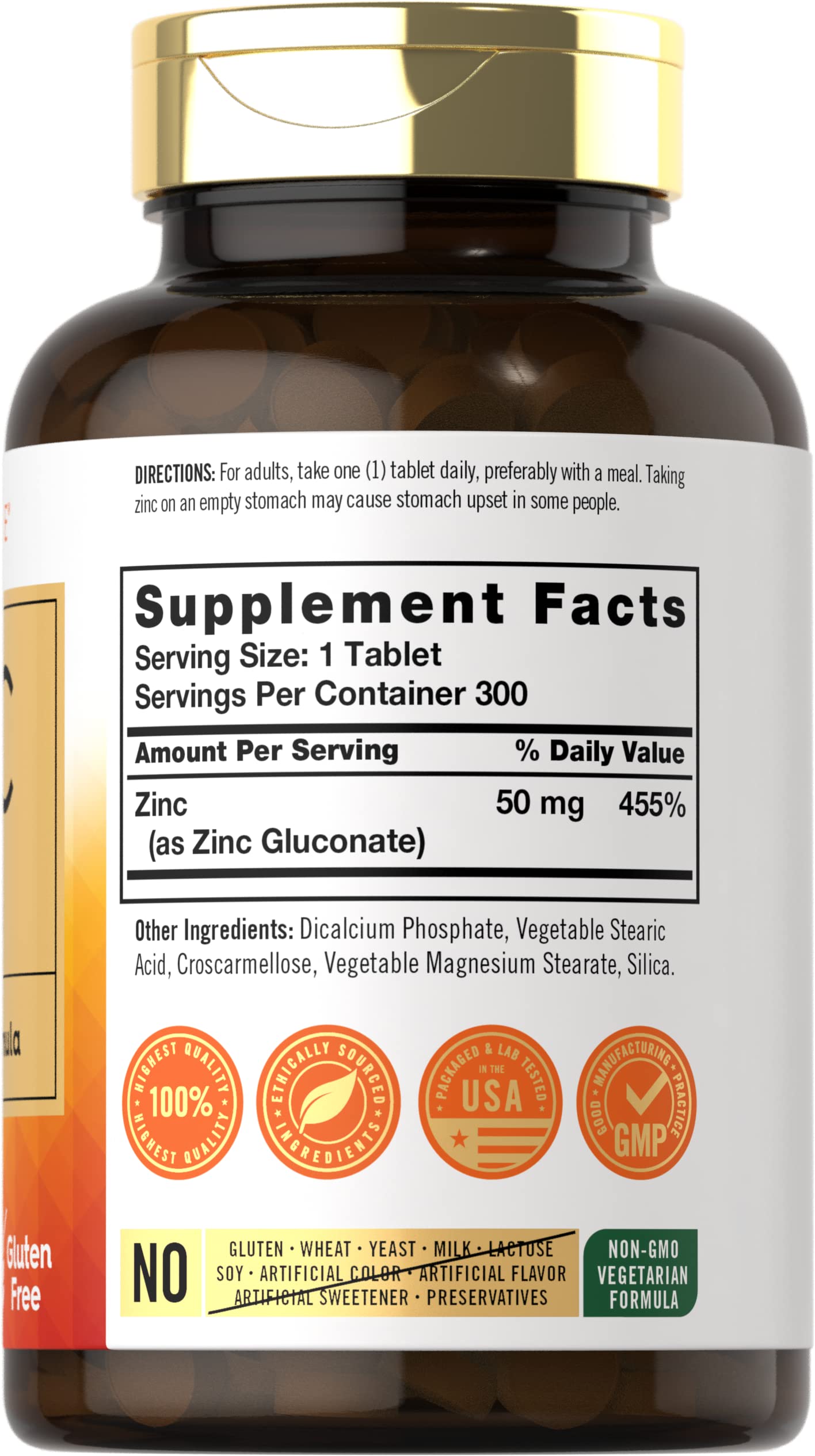 Foto 3 pulgar | Suplemento Carlyle Zinc 50 Mg de Gluconato de Zinc 300 Tabletas - Venta Internacional