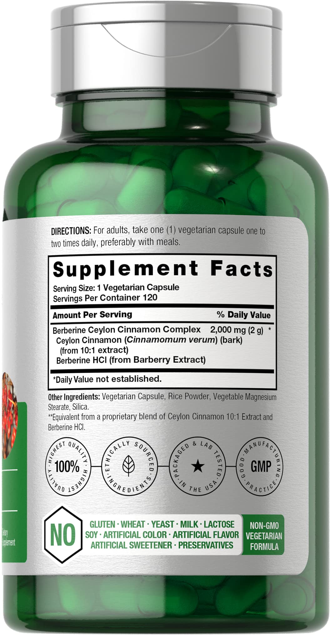 Foto 3 pulgar | Suplemento Horbaach Berberine Plus Ceilán Canela 2000 Mg - Venta Internacional