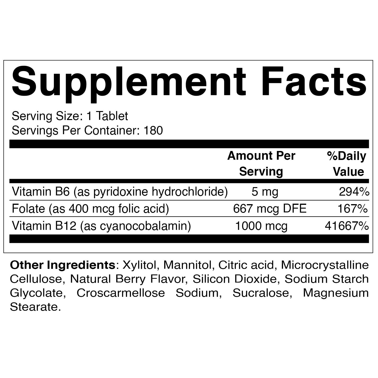 Foto 3 pulgar | Suplemento Vitamínico de Ácido Fólico B12 B6 180 Comprimidos - Venta Internacional