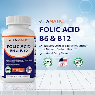 Foto 3 | Suplemento Vitamínico de Ácido Fólico B12 B6 180 Comprimidos - Venta Internacional