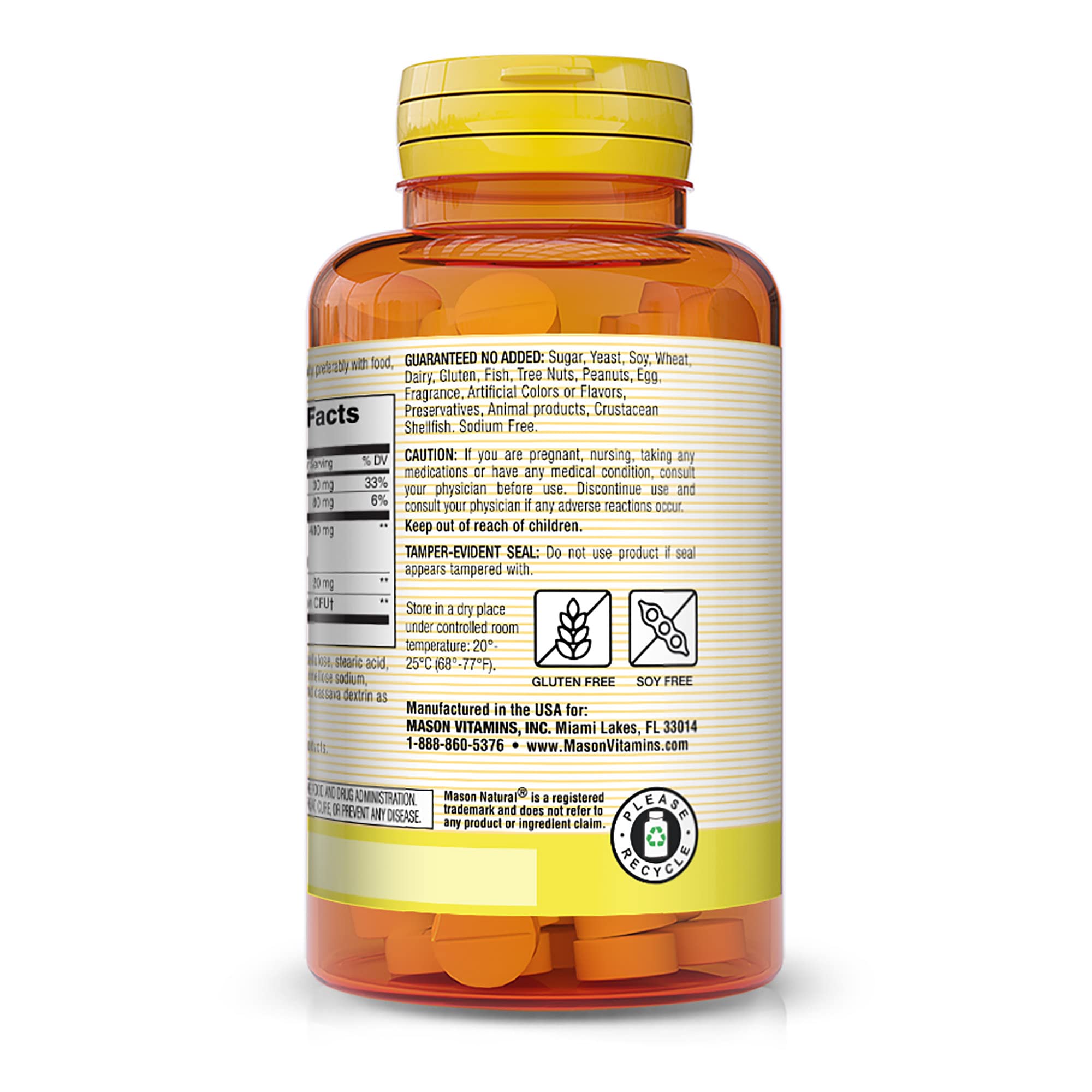 Foto 4 pulgar | Suplemento Mason Natural Cranberry con Probióticos / Calcio / Vitamina C 60 Comprimidos - Venta Internacional