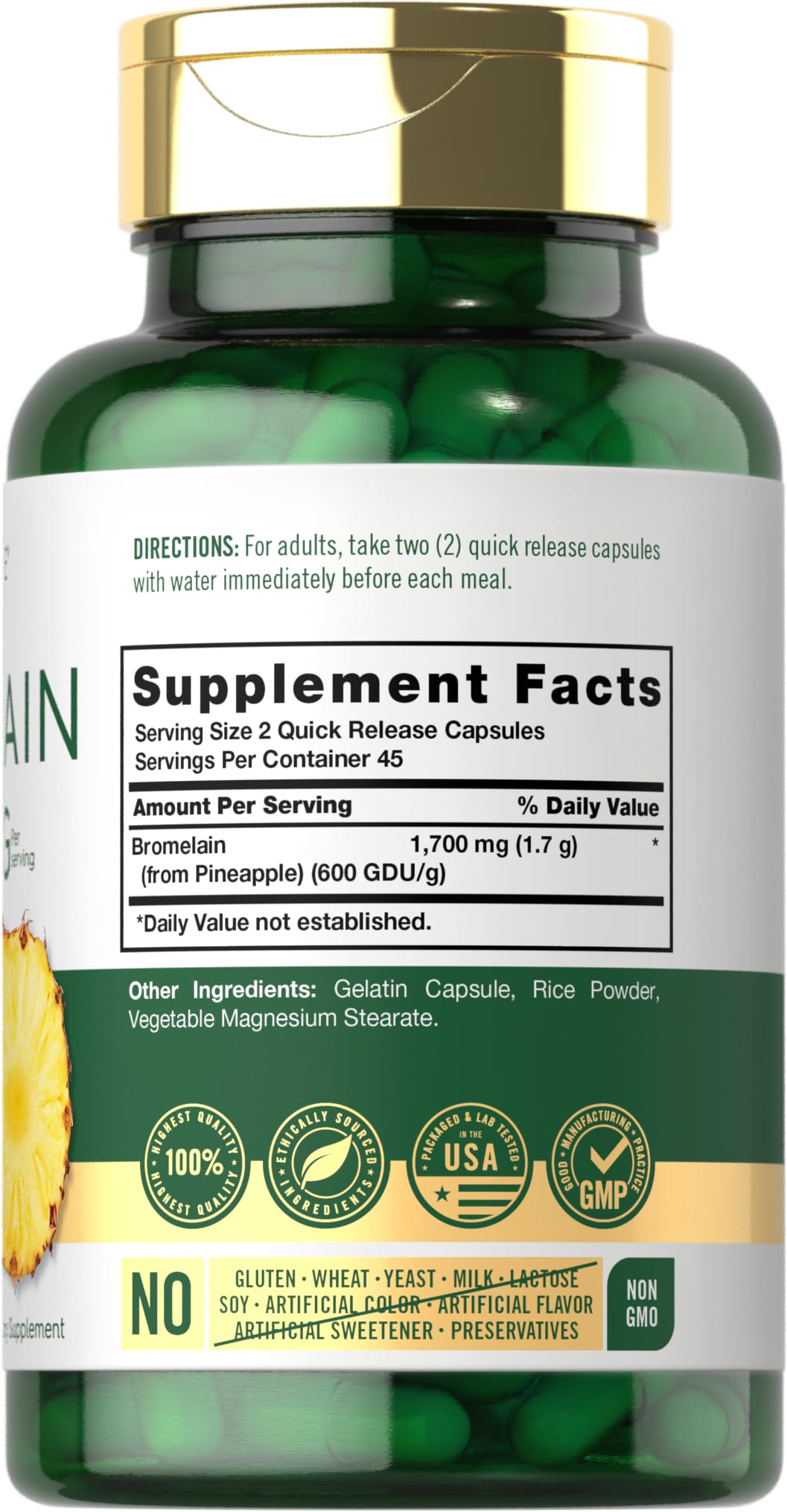 Foto 3 pulgar | Suplemento Carlyle Bromelain 1700 mg 90 Cápsulas - Venta Internacional