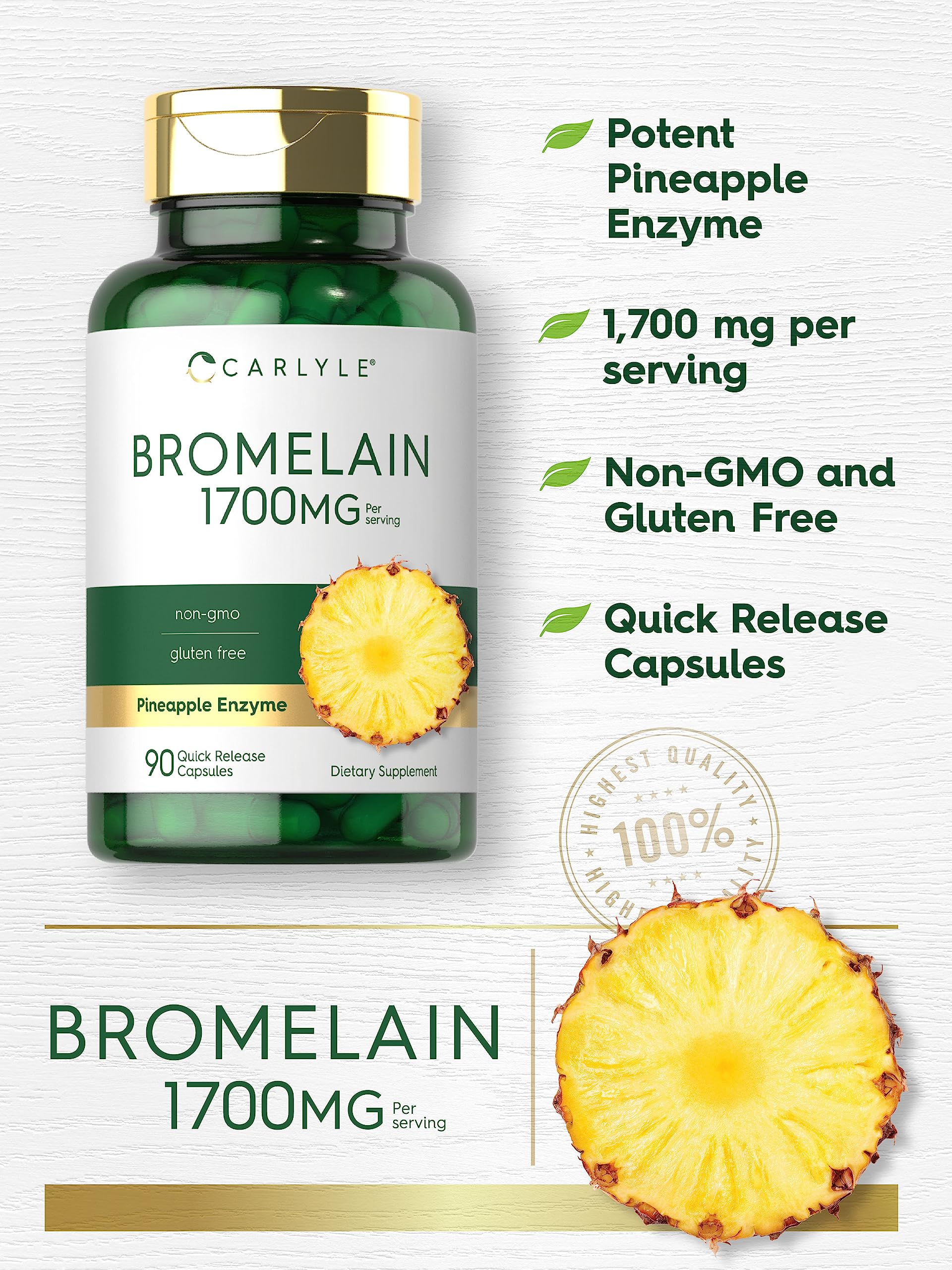 Foto 4 pulgar | Suplemento Carlyle Bromelain 1700 mg 90 Cápsulas - Venta Internacional