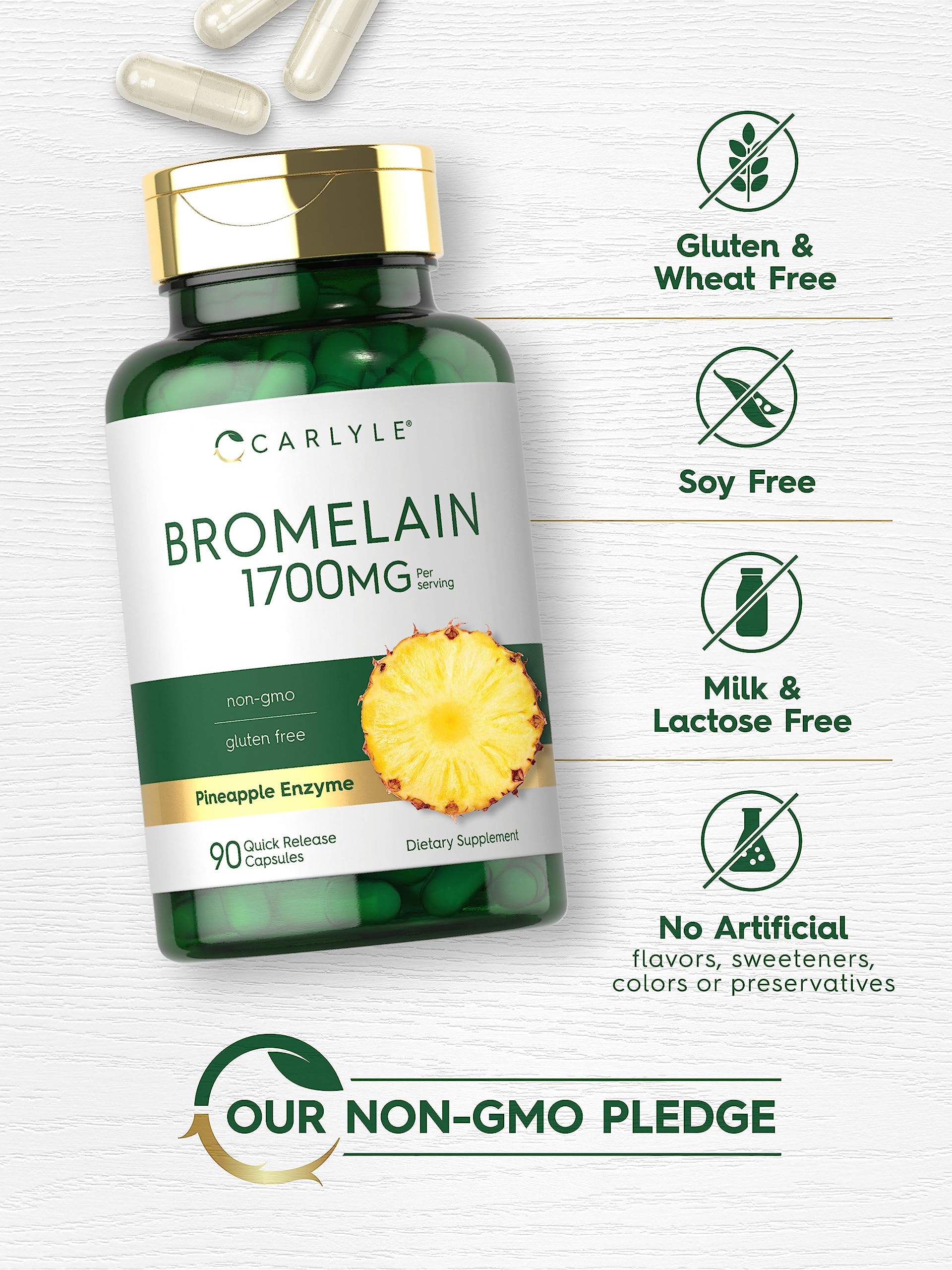 Foto 5 pulgar | Suplemento Carlyle Bromelain 1700 mg 90 Cápsulas - Venta Internacional