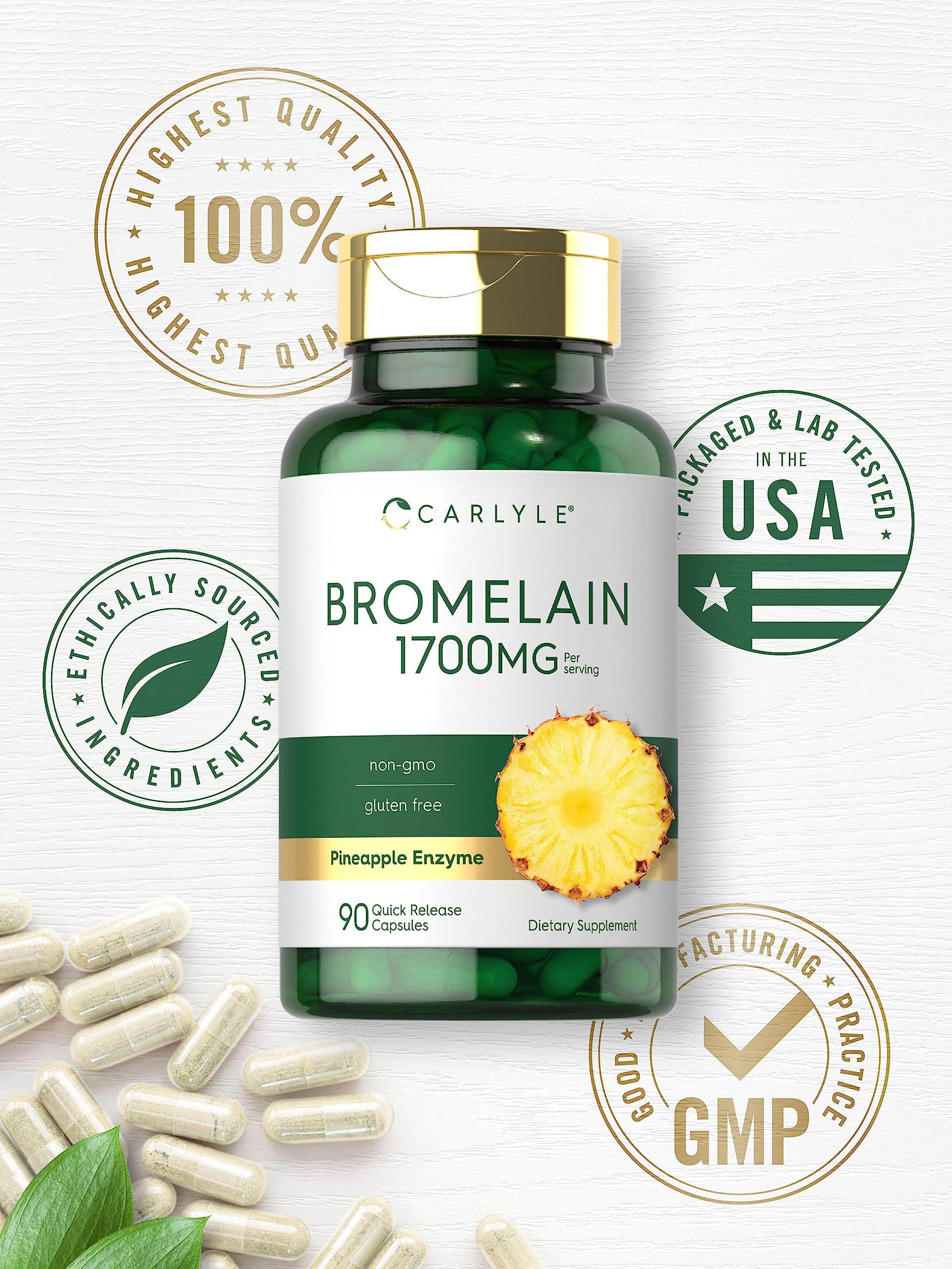 Foto 6 pulgar | Suplemento Carlyle Bromelain 1700 mg 90 Cápsulas - Venta Internacional