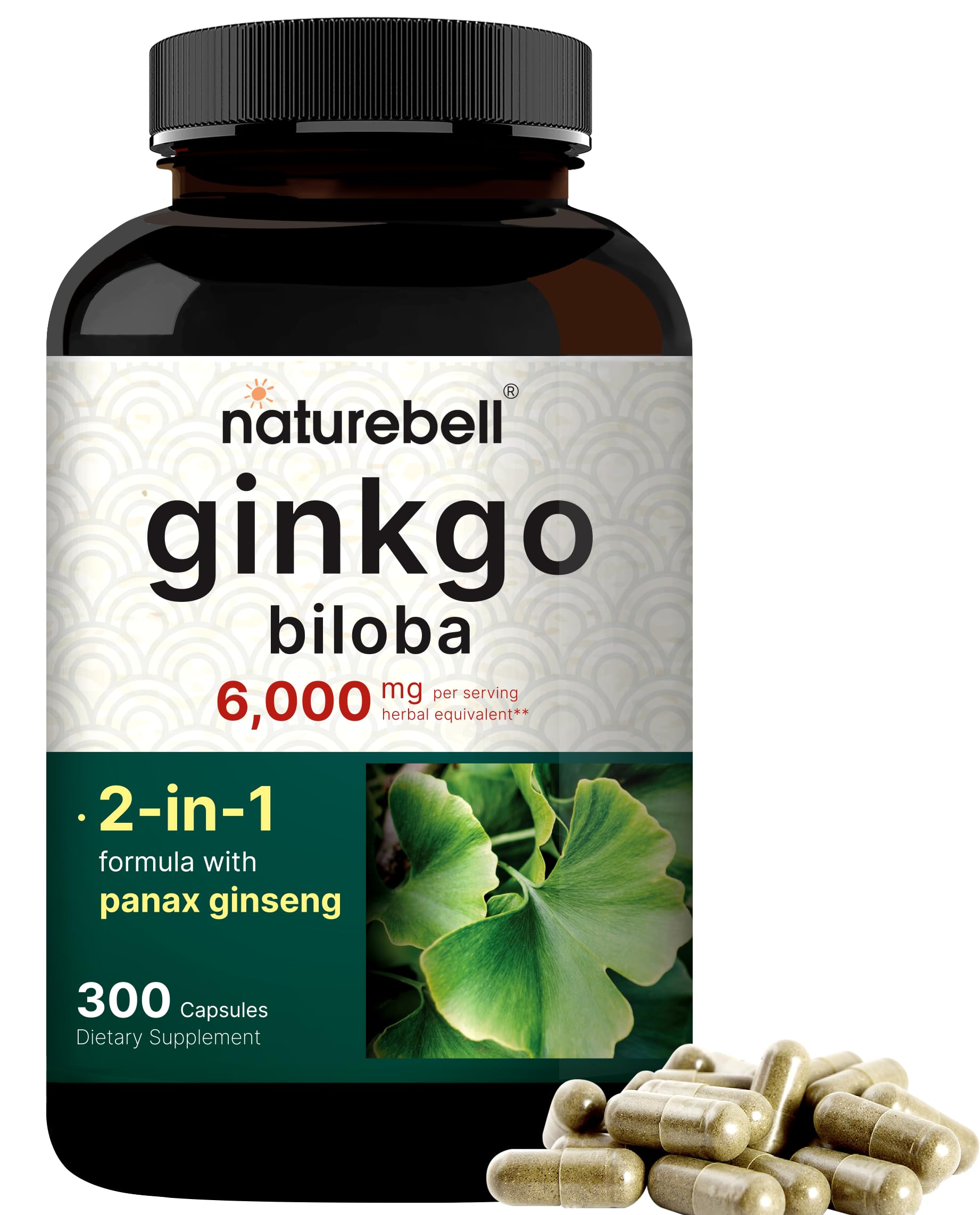 Foto 2 pulgar | Suplementos Naturebell Ginkgo Biloba de 6.000 Mg con Panax Ginseng - Venta Internacional