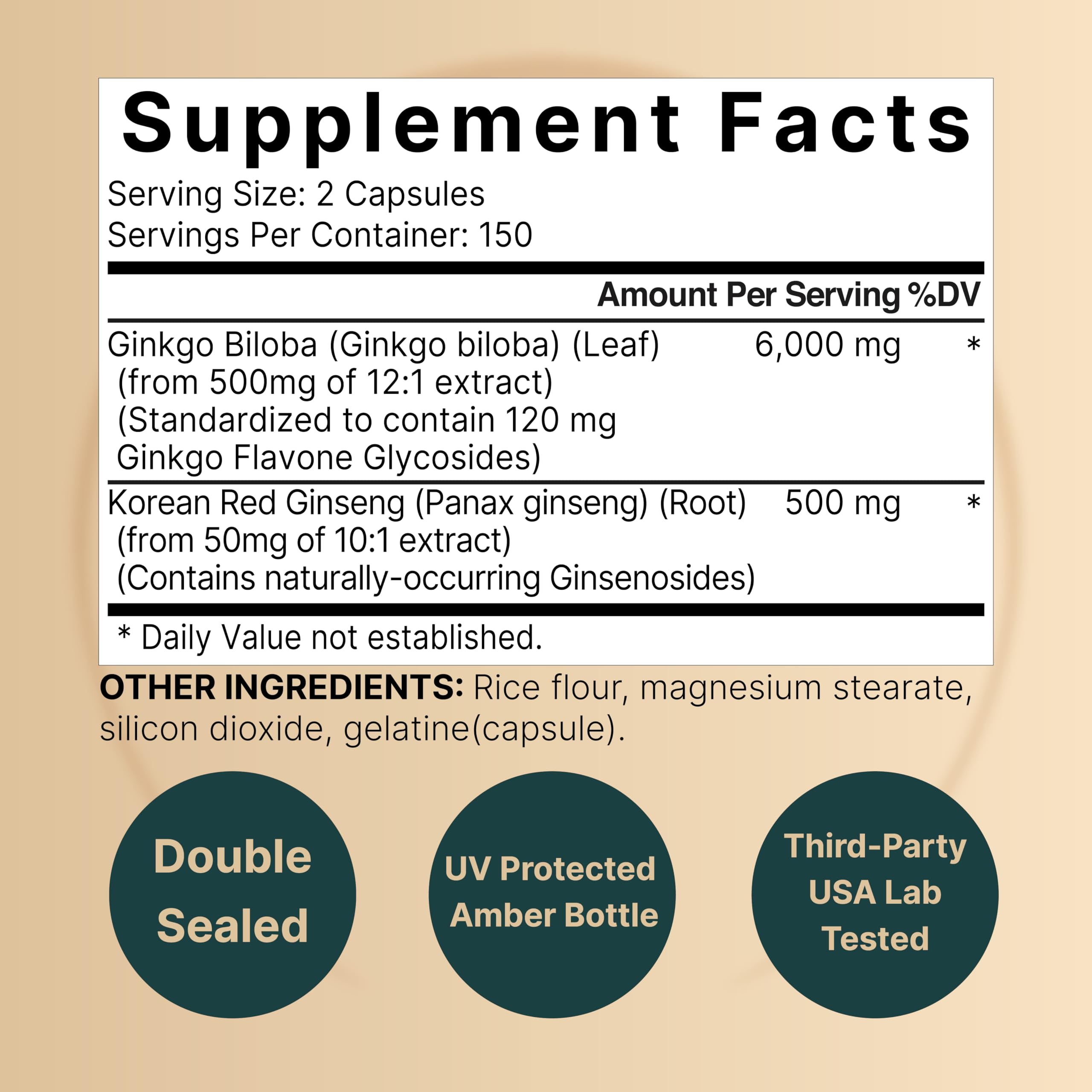 Foto 3 pulgar | Suplementos Naturebell Ginkgo Biloba de 6.000 Mg con Panax Ginseng - Venta Internacional