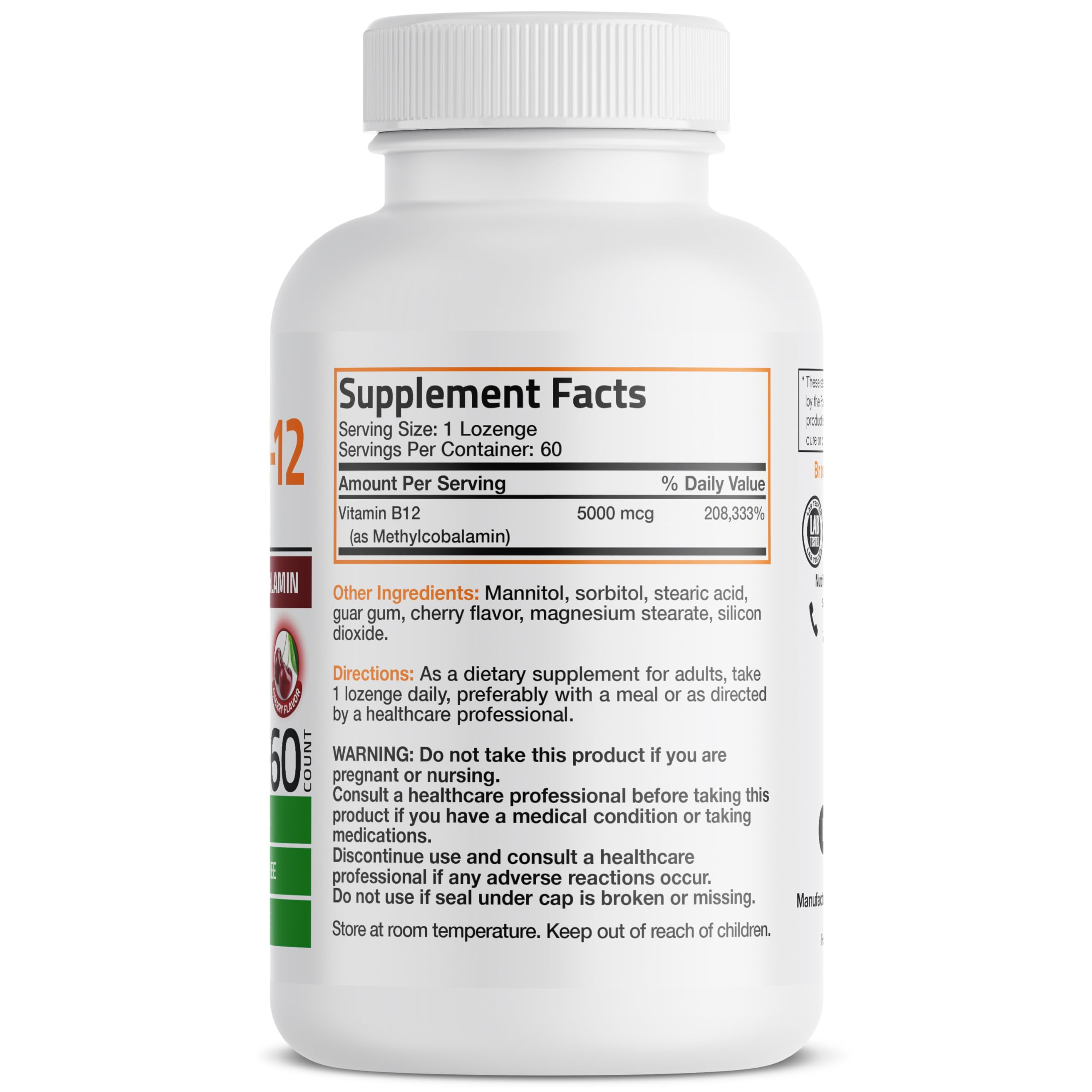 Foto 3 pulgar | Suplemento Bronson Methyl B12 5000 Mcg de Vitamina B12 60 Pastillas - Venta Internacional