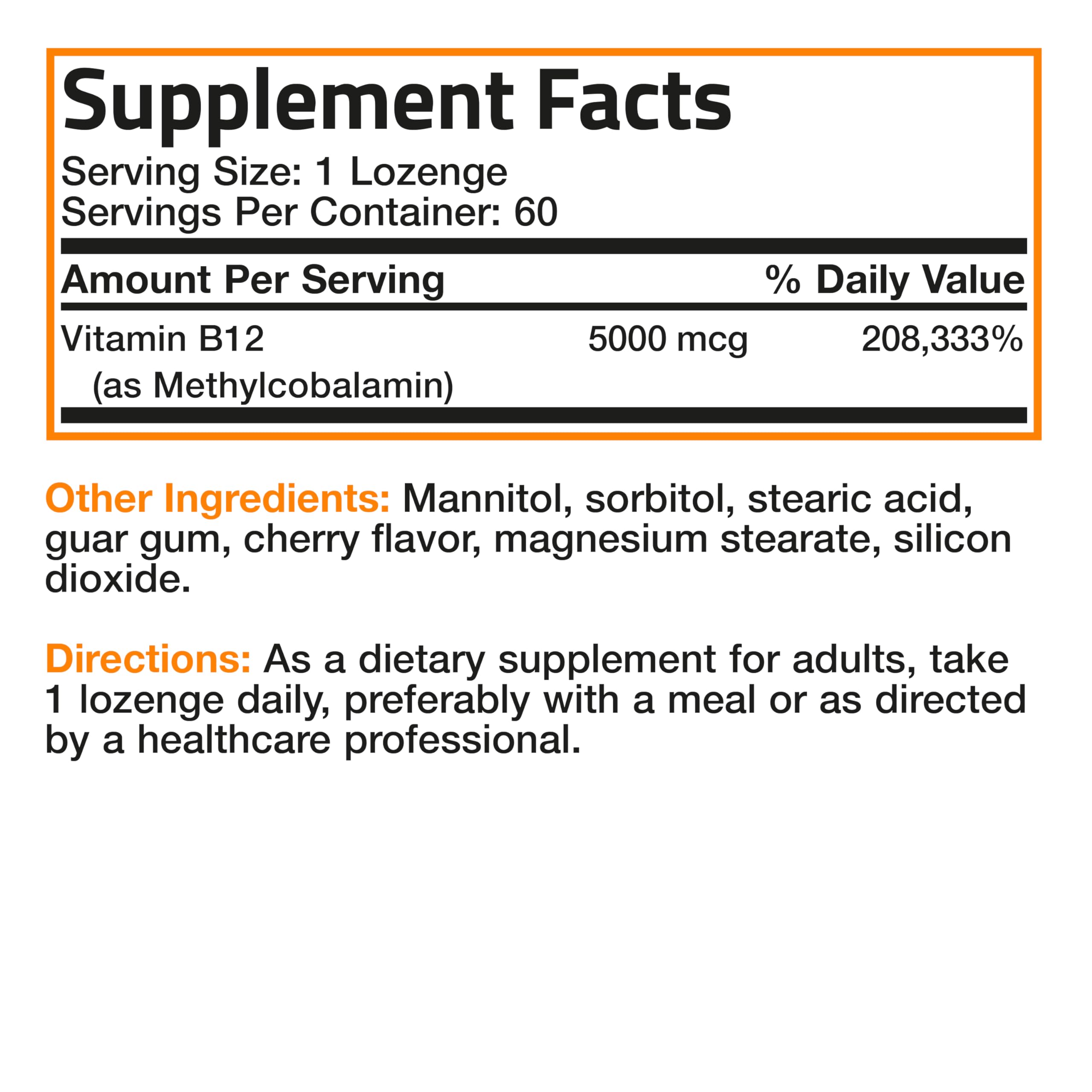 Foto 6 pulgar | Suplemento Bronson Methyl B12 5000 Mcg de Vitamina B12 60 Pastillas - Venta Internacional