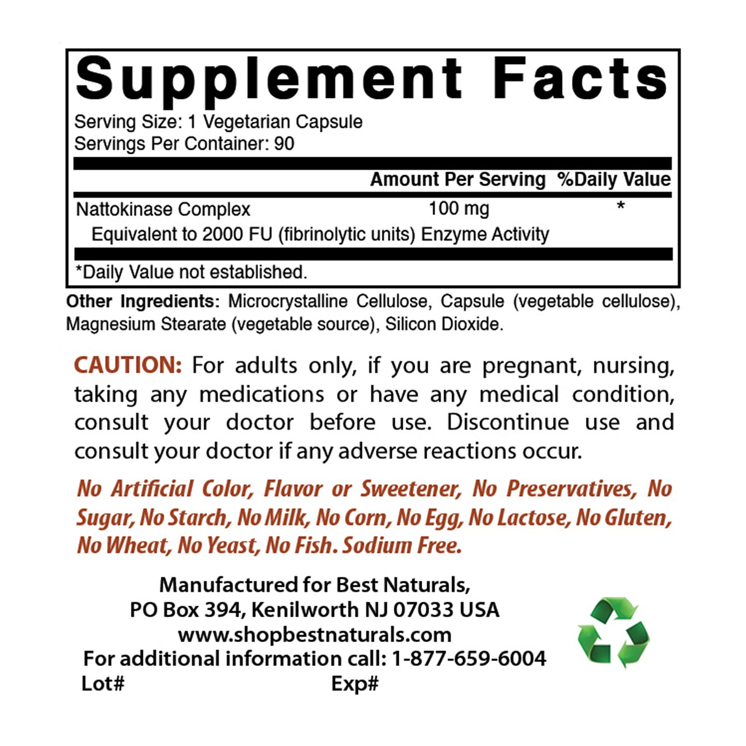 Foto 3 pulgar | Suplemento Best Naturals Nattokinase 100 mg 90 Cápsulas - Venta Internacional