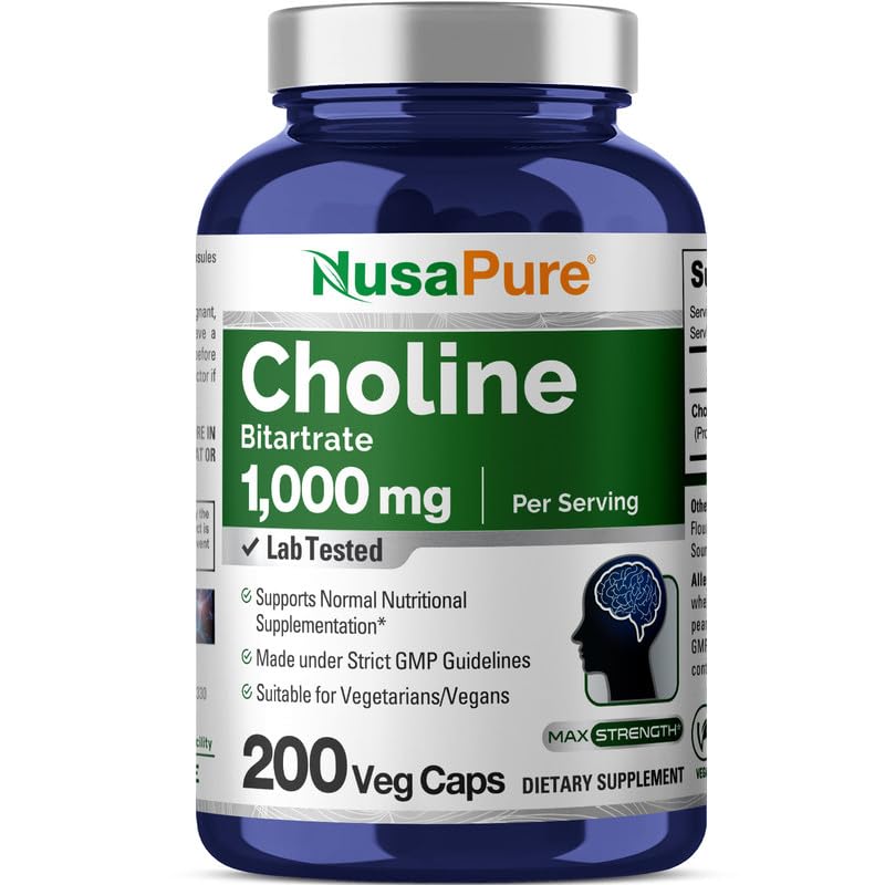 Foto 2 pulgar | Suplemento Nusapure Bitartrato de Colina 1000 mg 200 Cápsulas - Venta Internacional