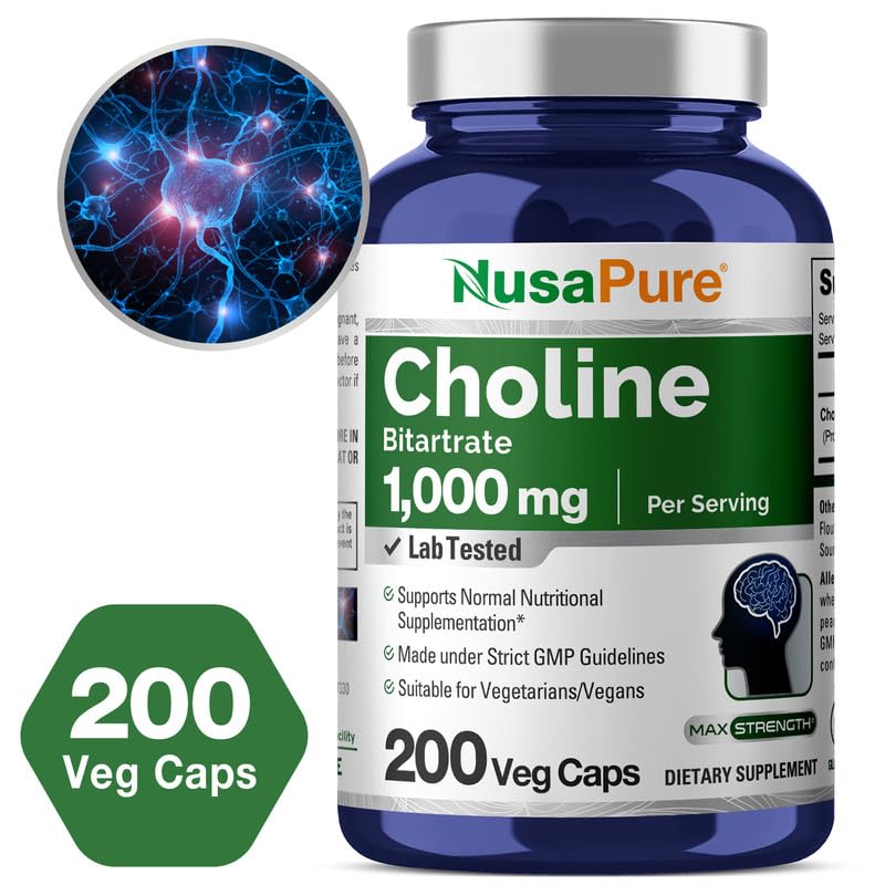 Foto 5 | Suplemento Nusapure Bitartrato de Colina 1000 mg 200 Cápsulas - Venta Internacional