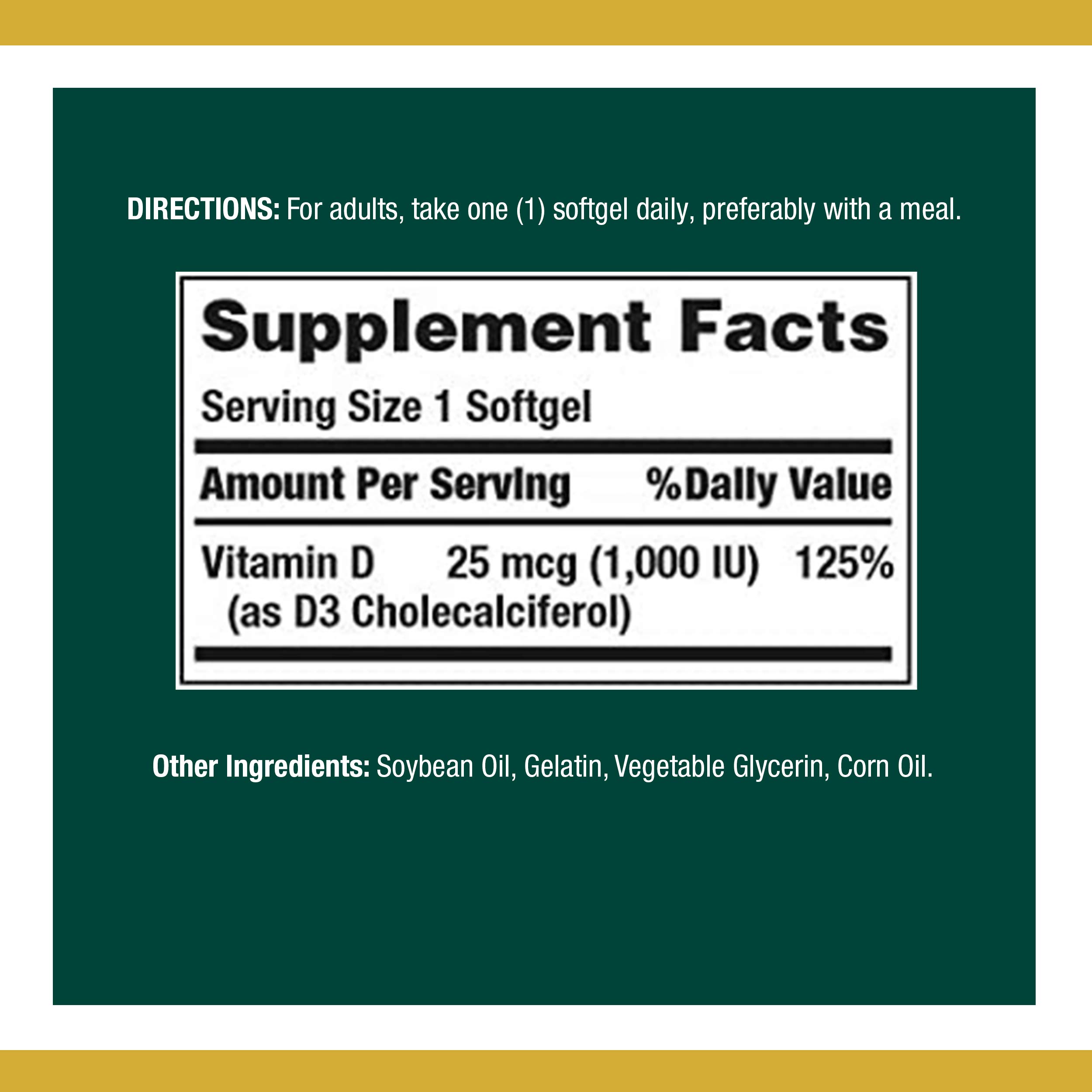 Foto 3 pulgar | Vitaminas D3 1000IU De Nature's Bounty 100 mg 120 Cápsulas Blandas - Venta Internacional