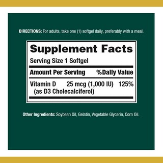 Foto 2 | Vitaminas D3 1000IU De Nature's Bounty 100 mg 120 Cápsulas Blandas - Venta Internacional