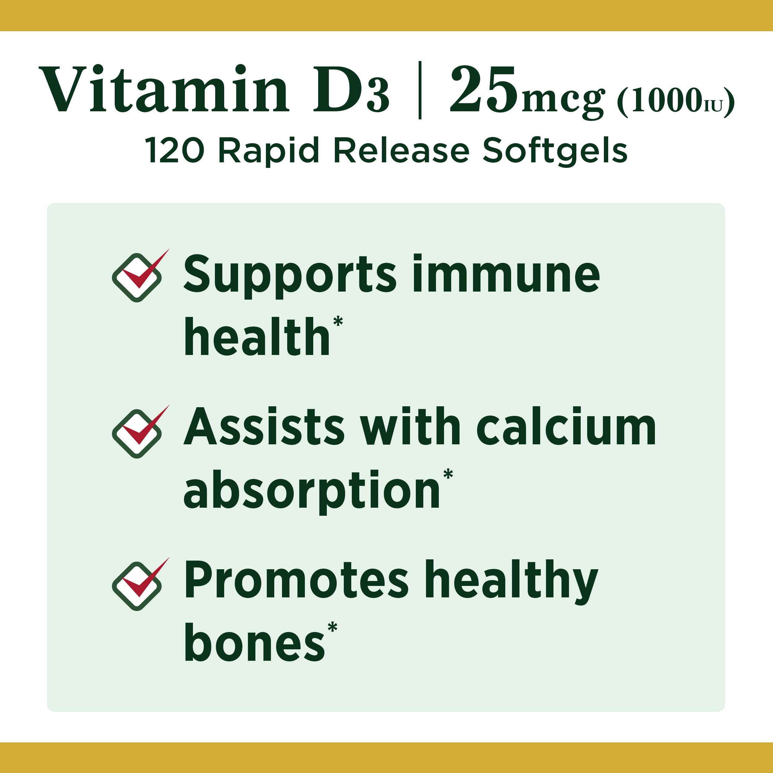 Foto 3 | Vitaminas D3 1000IU De Nature's Bounty 100 mg 120 Cápsulas Blandas - Venta Internacional