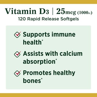 Foto 3 | Vitaminas D3 1000IU De Nature's Bounty 100 mg 120 Cápsulas Blandas - Venta Internacional