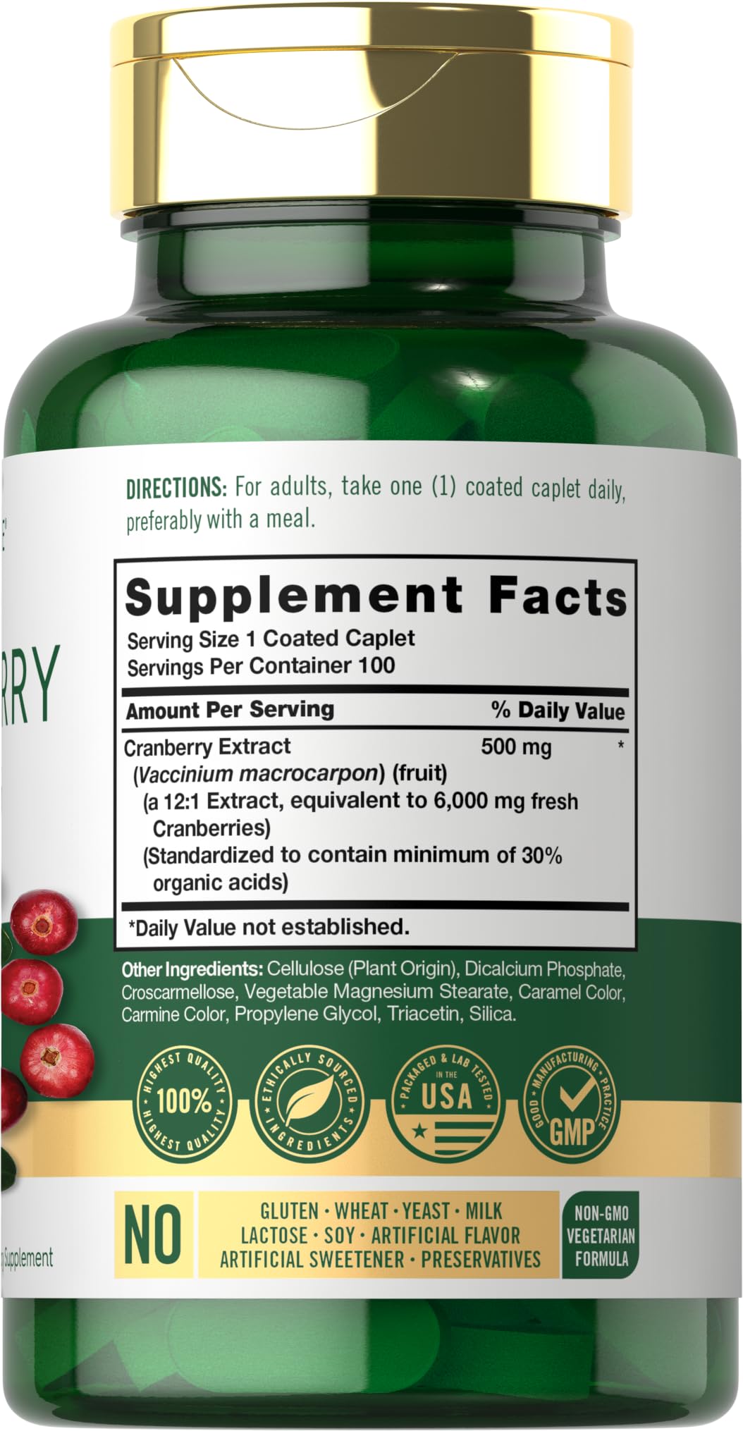 Foto 3 pulgar | Suplemento Carlyle Cranberry Pills 500 mg 100 Cápsulas - Venta Internacional