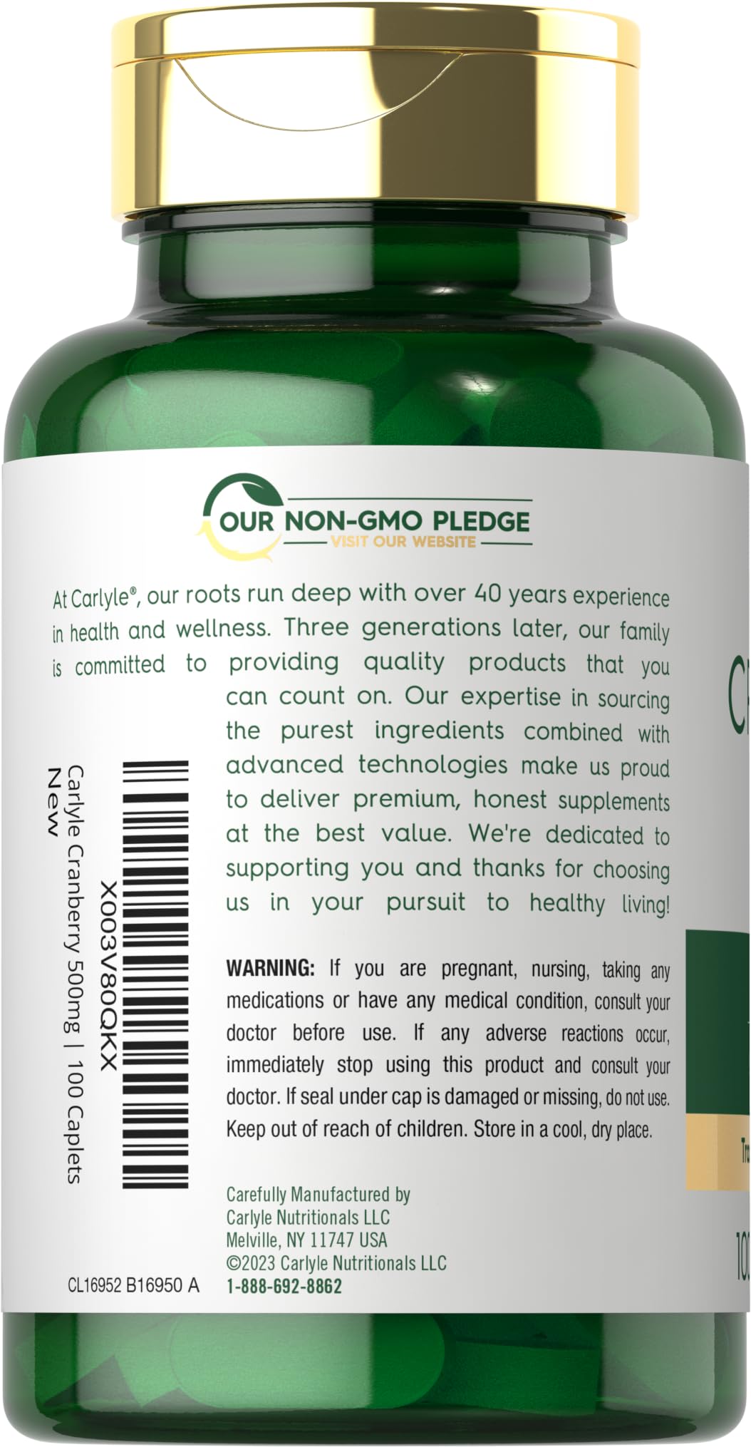 Foto 4 pulgar | Suplemento Carlyle Cranberry Pills 500 mg 100 Cápsulas - Venta Internacional