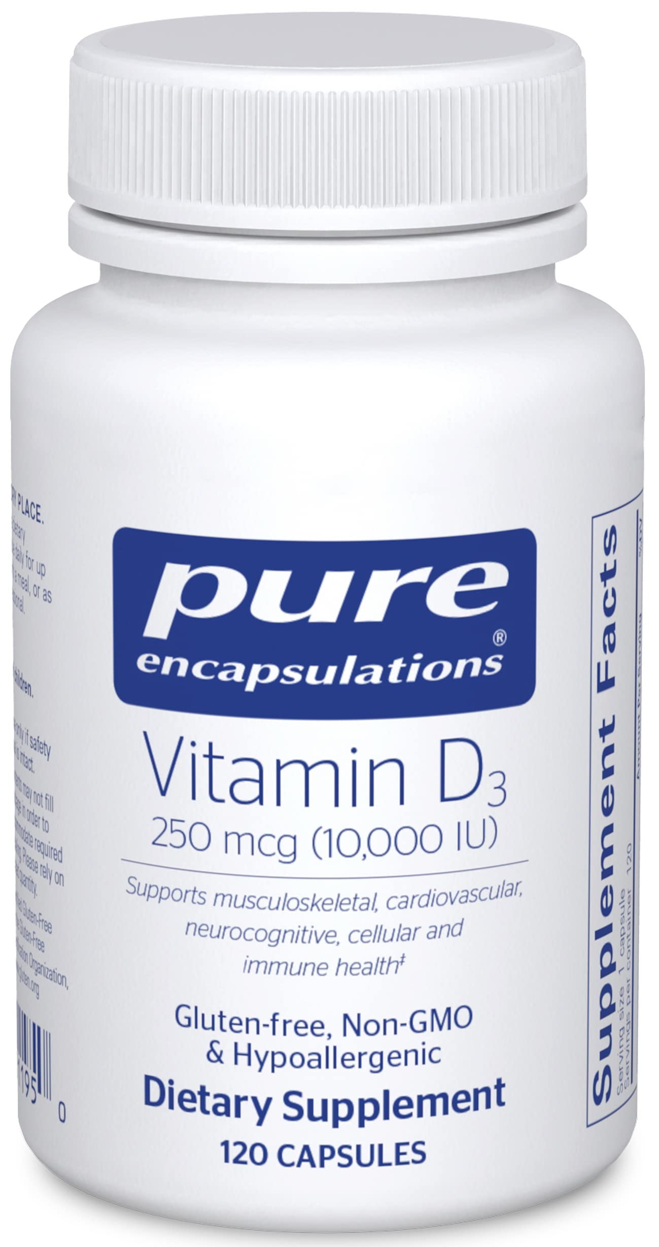 Suplemento de Vitamina D3 de Pure Encapsulations 250 Mcg 10.000 Ui - Venta Internacional