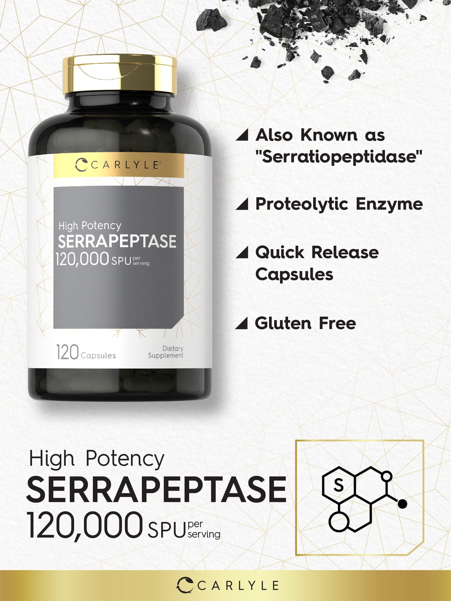 Foto 3 | Suplemento Carlyle Serrapeptase 120000 Spu 120 Cápsulas - Venta Internacional